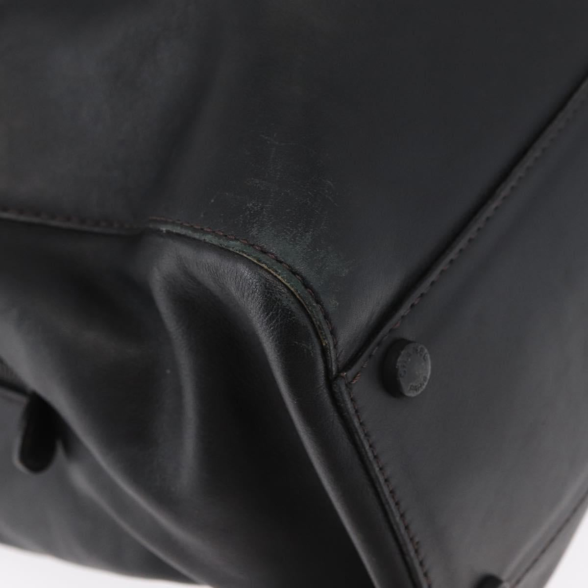 CHANEL Tote Bag Leather Black Silver CC Auth BA8491