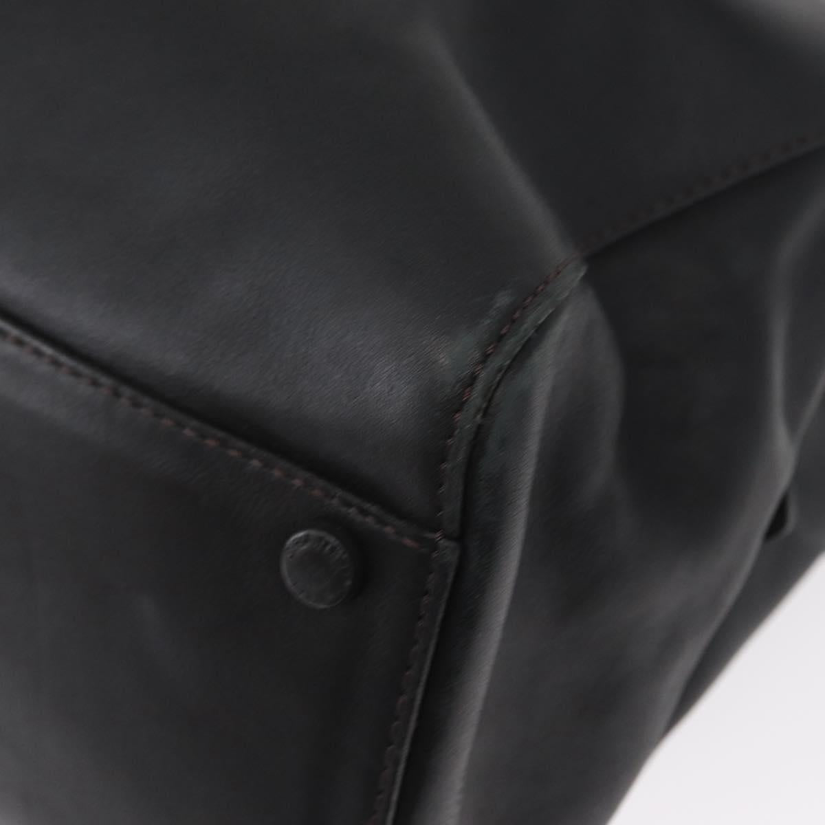 CHANEL Tote Bag Leather Black Silver CC Auth BA8491