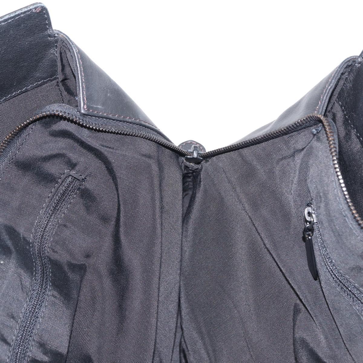 CHANEL Tote Bag Leather Black Silver CC Auth BA8491