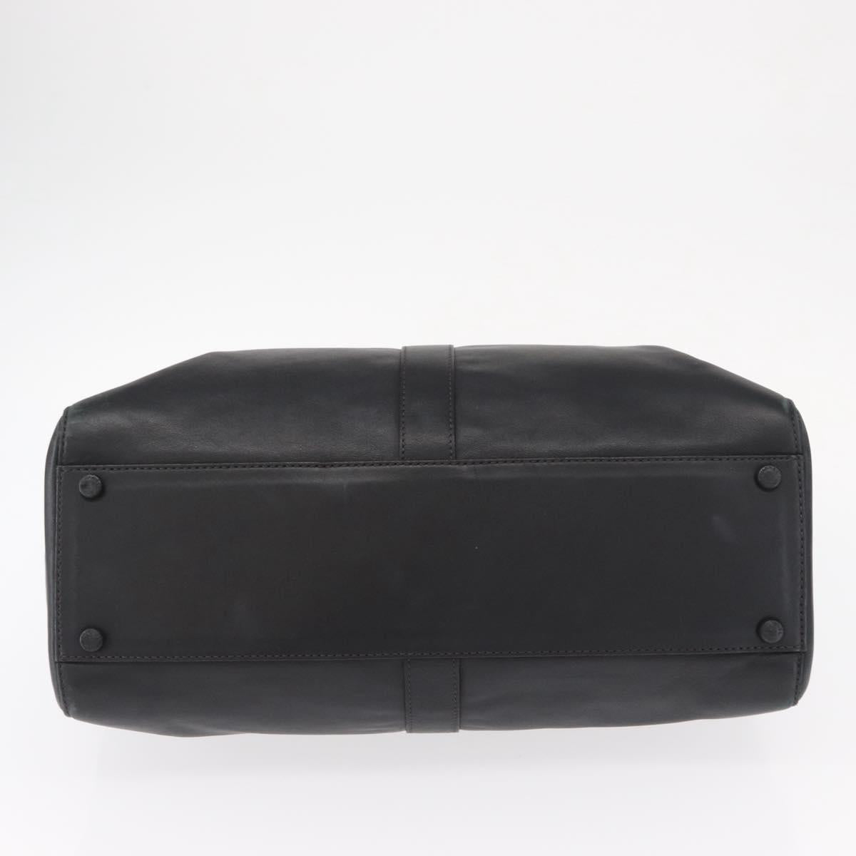 CHANEL Tote Bag Leather Black Silver CC Auth BA8491