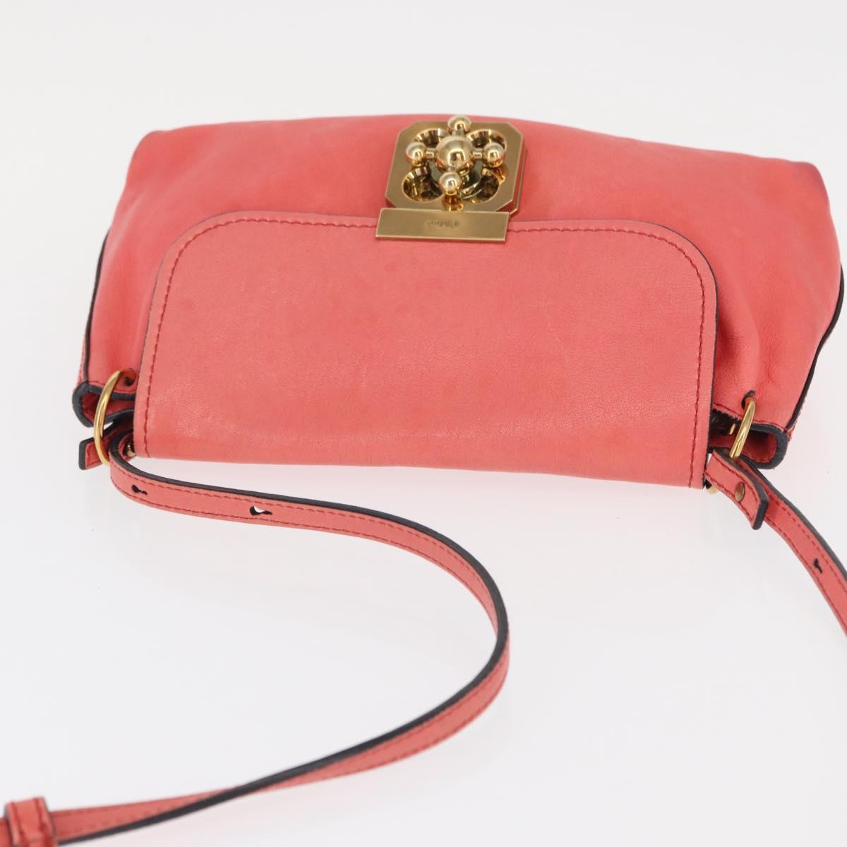 Chloe Elsie Shoulder Bag Leather Pink Gold Auth BA8492