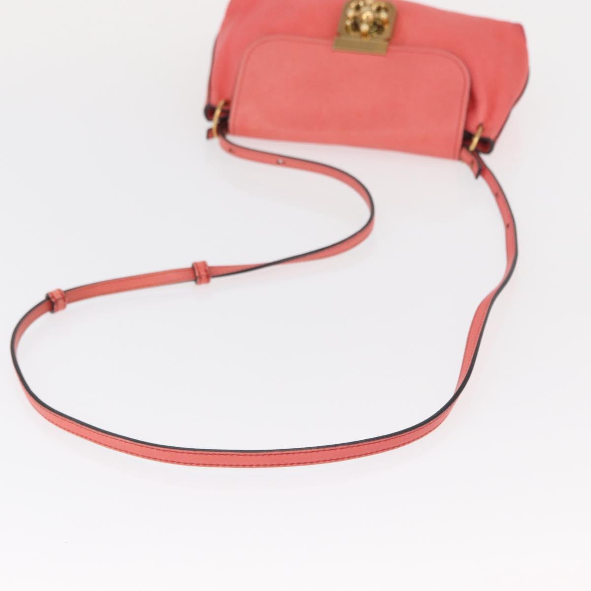 Chloe Elsie Shoulder Bag Leather Pink Gold Auth BA8492