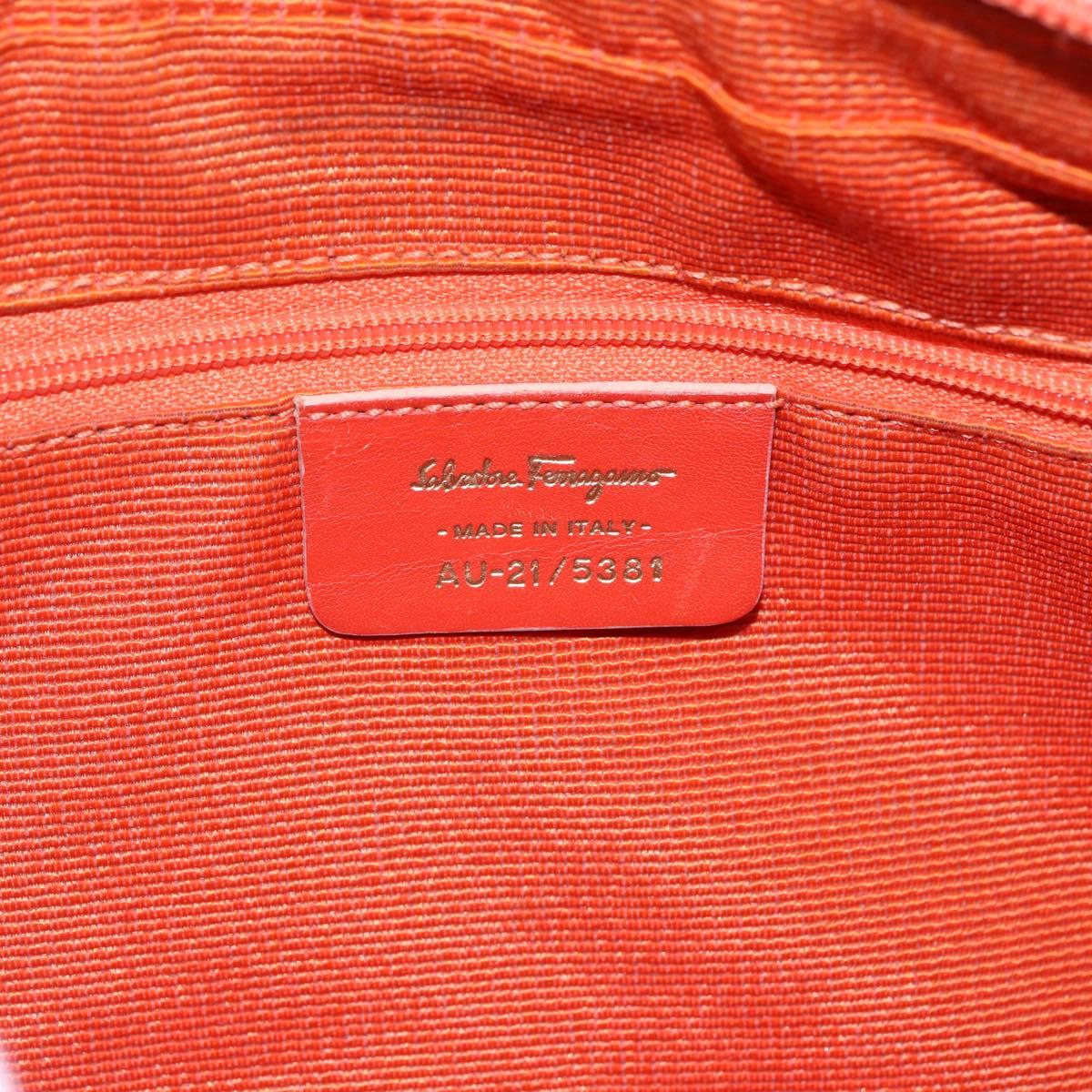 Salvatore Ferragamo Gancini Shoulder Bag Canvas Orange Gold Auth BA8493