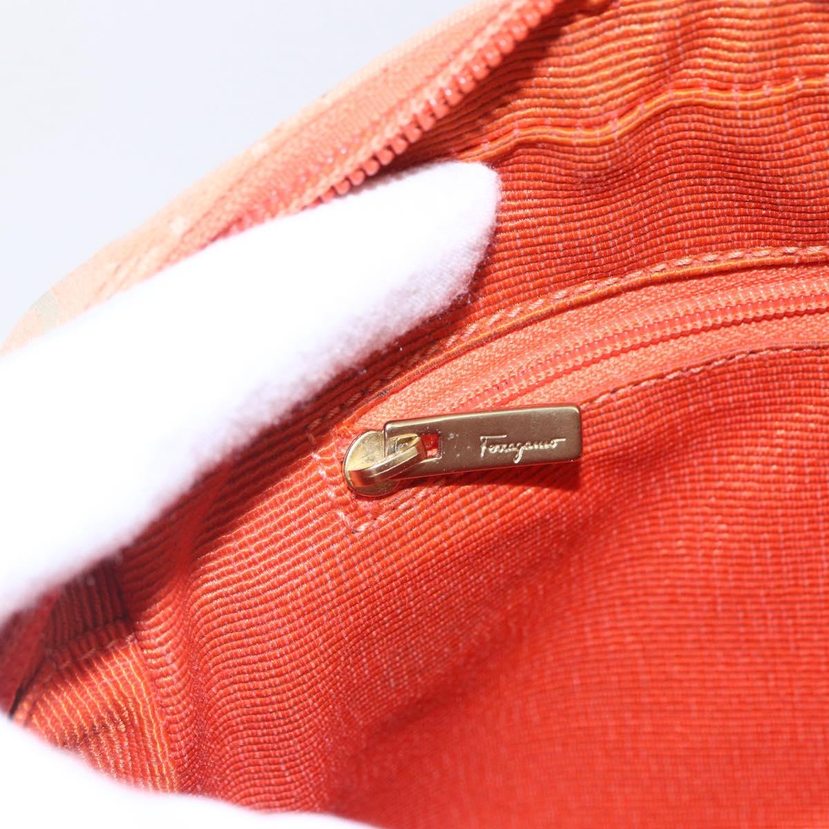 Salvatore Ferragamo Gancini Shoulder Bag Canvas Orange Gold Auth BA8493