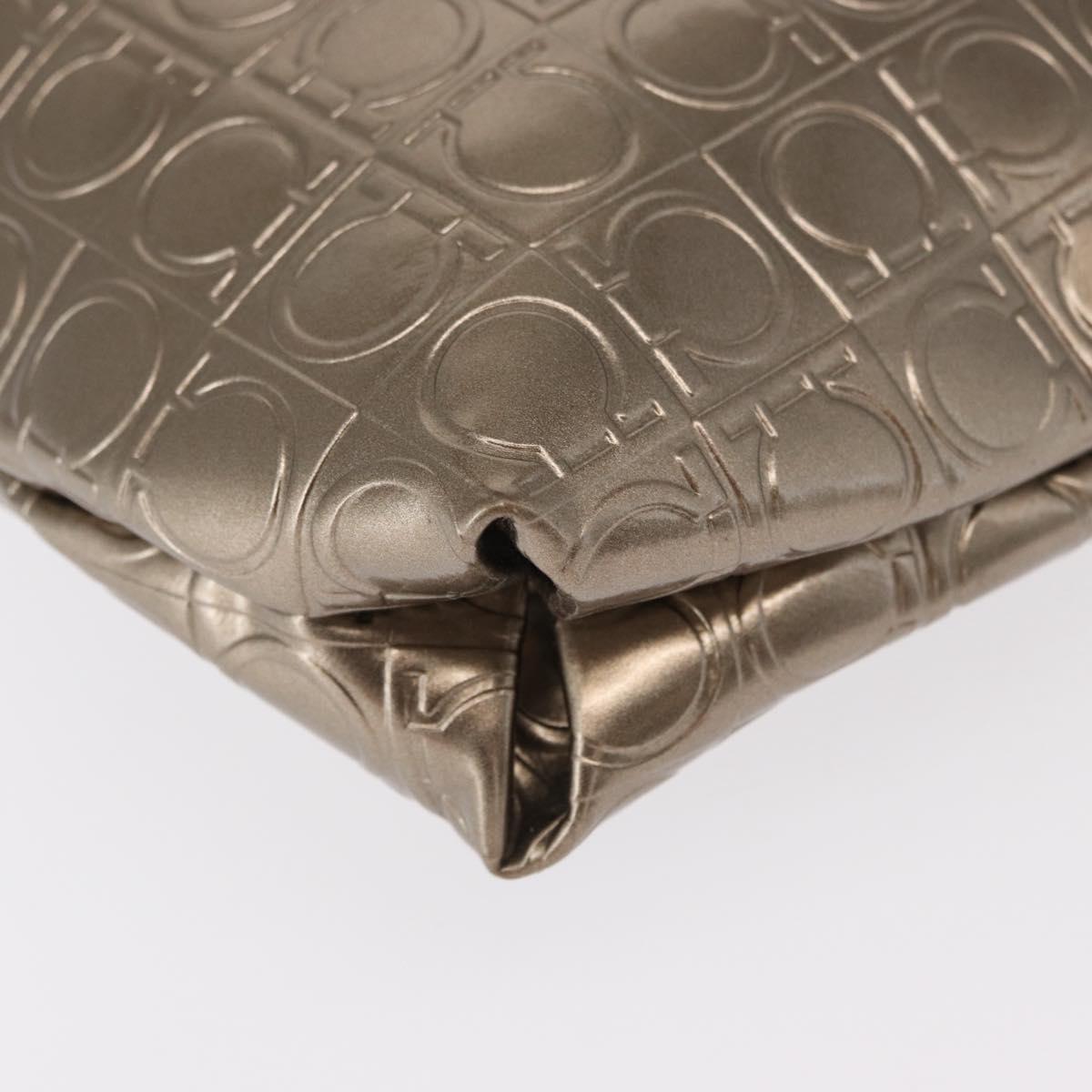 Salvatore Ferragamo Gancini Shoulder Bag Enamel Gold Auth BA8494