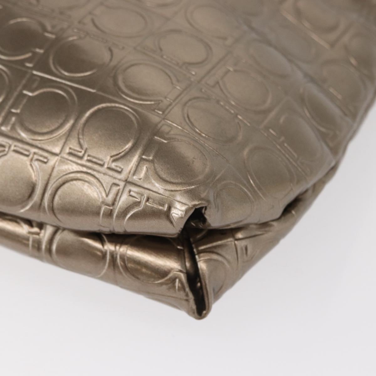 Salvatore Ferragamo Gancini Shoulder Bag Enamel Gold Auth BA8494