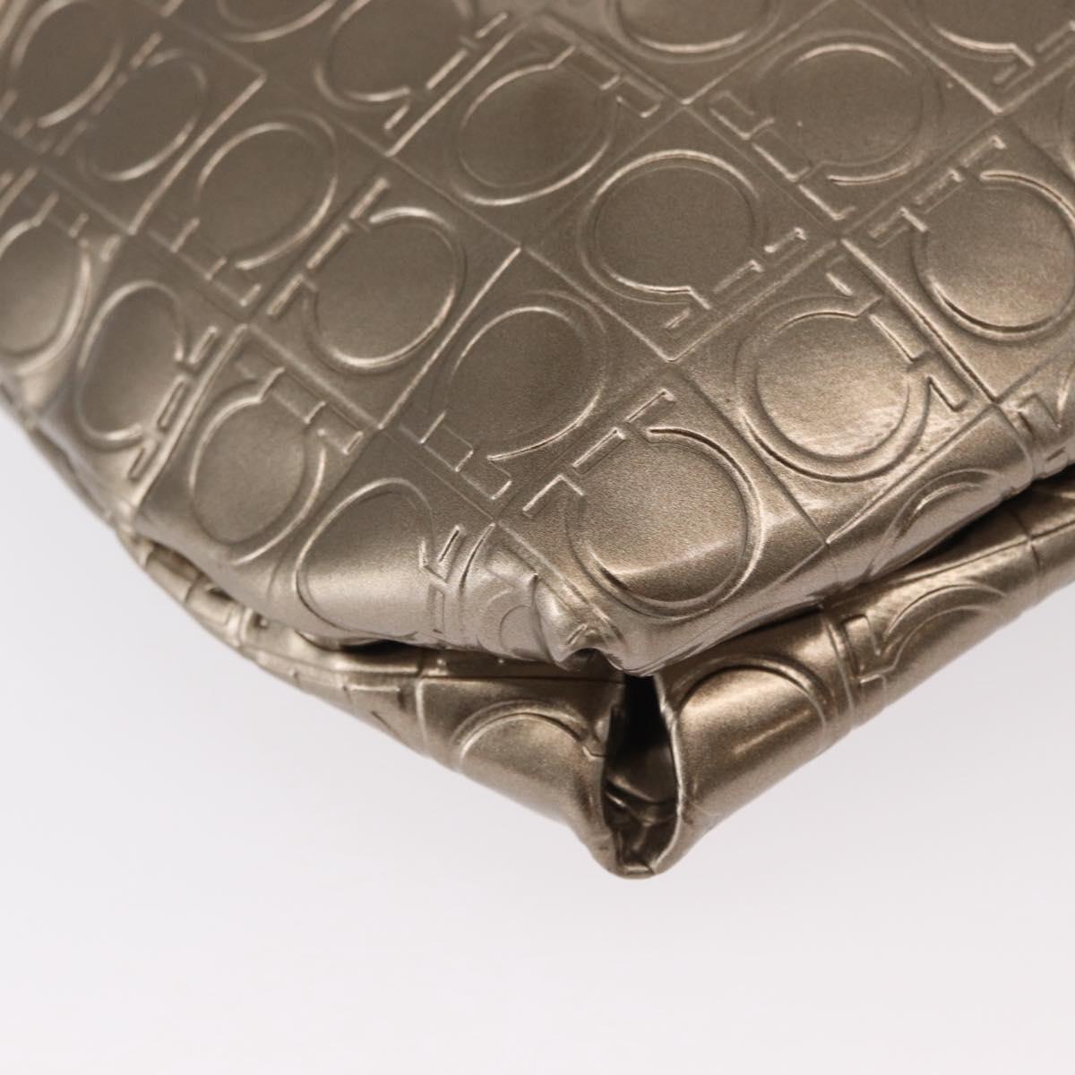 Salvatore Ferragamo Gancini Shoulder Bag Enamel Gold Auth BA8494