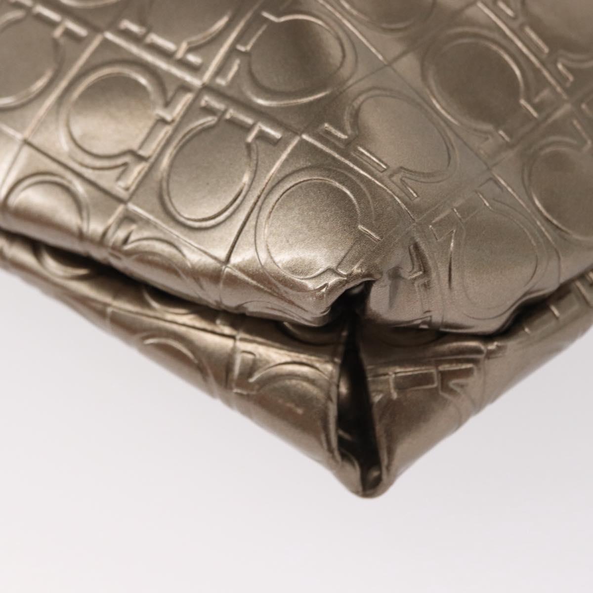 Salvatore Ferragamo Gancini Shoulder Bag Enamel Gold Auth BA8494