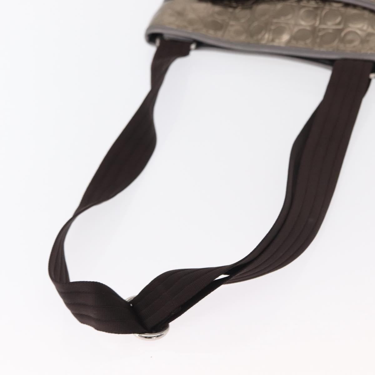 Salvatore Ferragamo Gancini Shoulder Bag Enamel Gold Auth BA8494