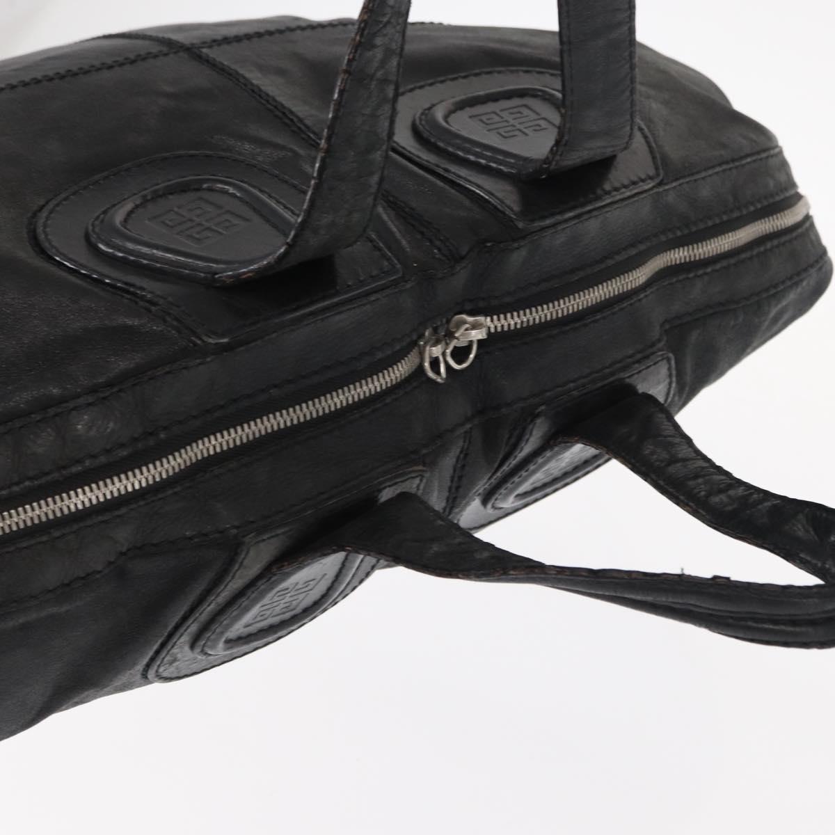 GIVENCHY Nightingale Hand Bag Leather 2way Black Silver Auth BA8495