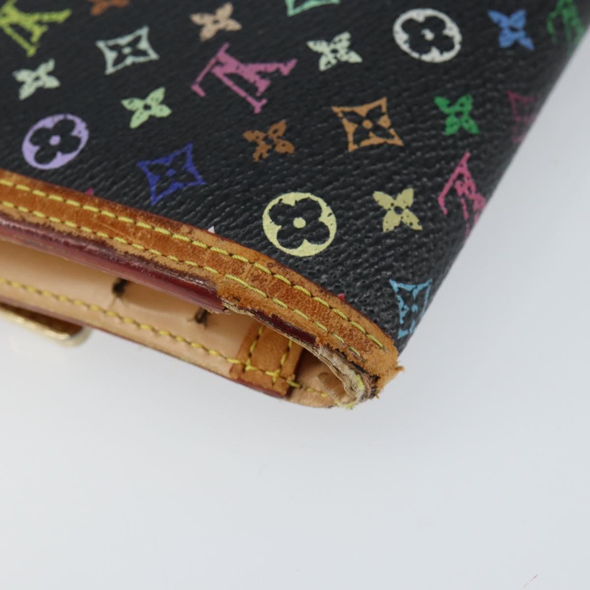 LOUIS VUITTON Monogram Multicolor Porte Tresor Wallet Black M92658 Auth BA8497