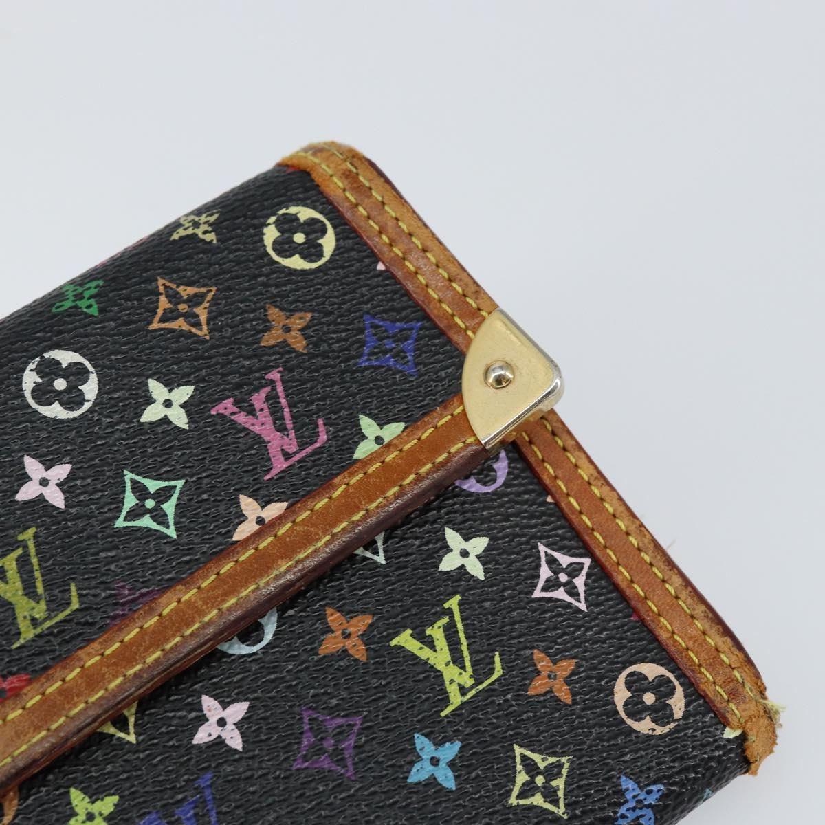 LOUIS VUITTON Monogram Multicolor Porte Tresor Wallet Black M92658 Auth BA8497