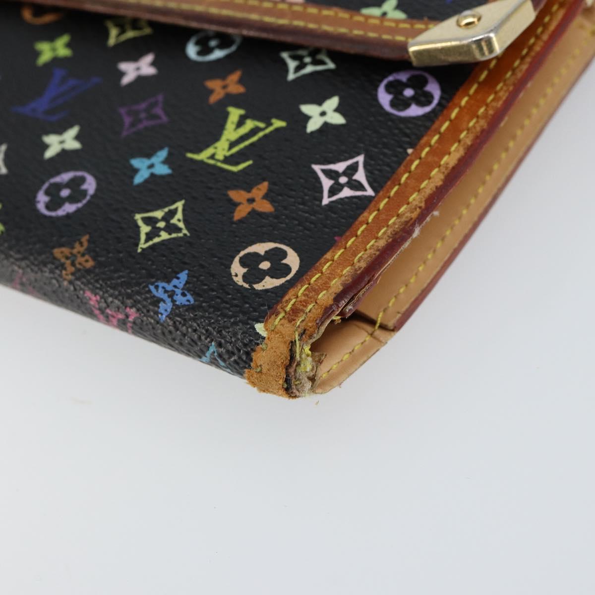 LOUIS VUITTON Monogram Multicolor Porte Tresor Wallet Black M92658 Auth BA8497