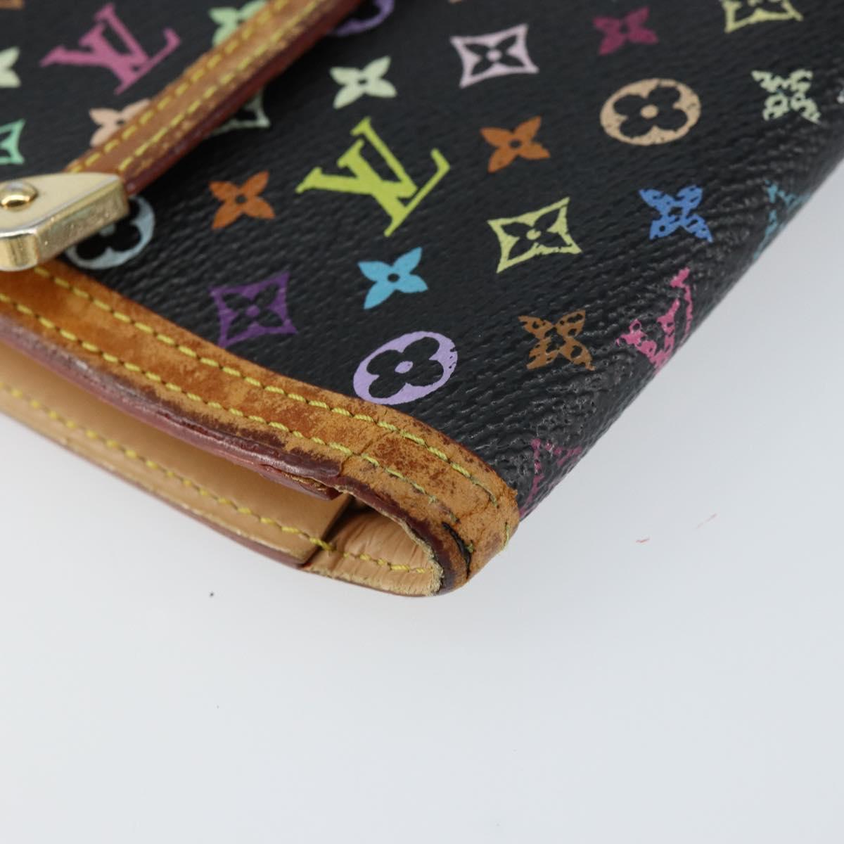 LOUIS VUITTON Monogram Multicolor Porte Tresor Wallet Black M92658 Auth BA8497