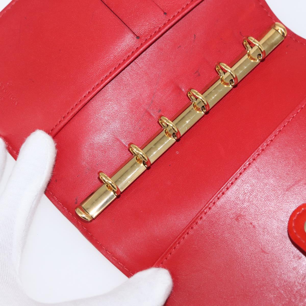 LOUIS VUITTON Monogram Vernis Agenda PM Day Planner Cover Red R21016 Auth BA8518