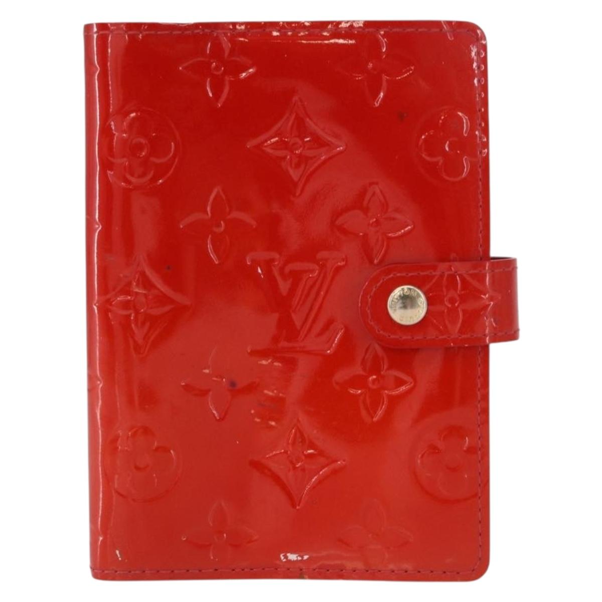LOUIS VUITTON Monogram Vernis Agenda PM Day Planner Cover Red R21016 Auth BA8518