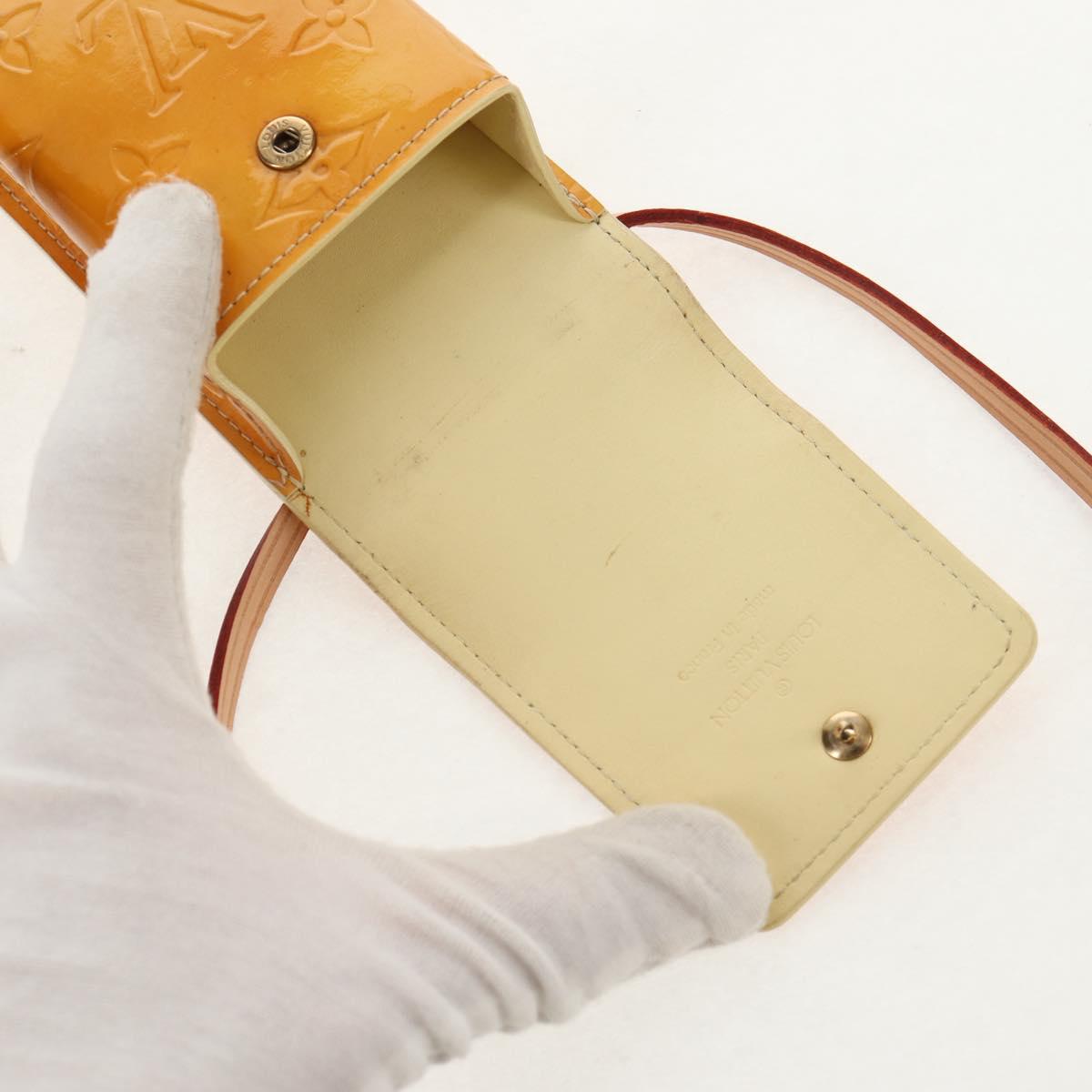 LOUIS VUITTON Monogram Vernis Green Case Lime Yellow M91052 LV Auth BA8521
