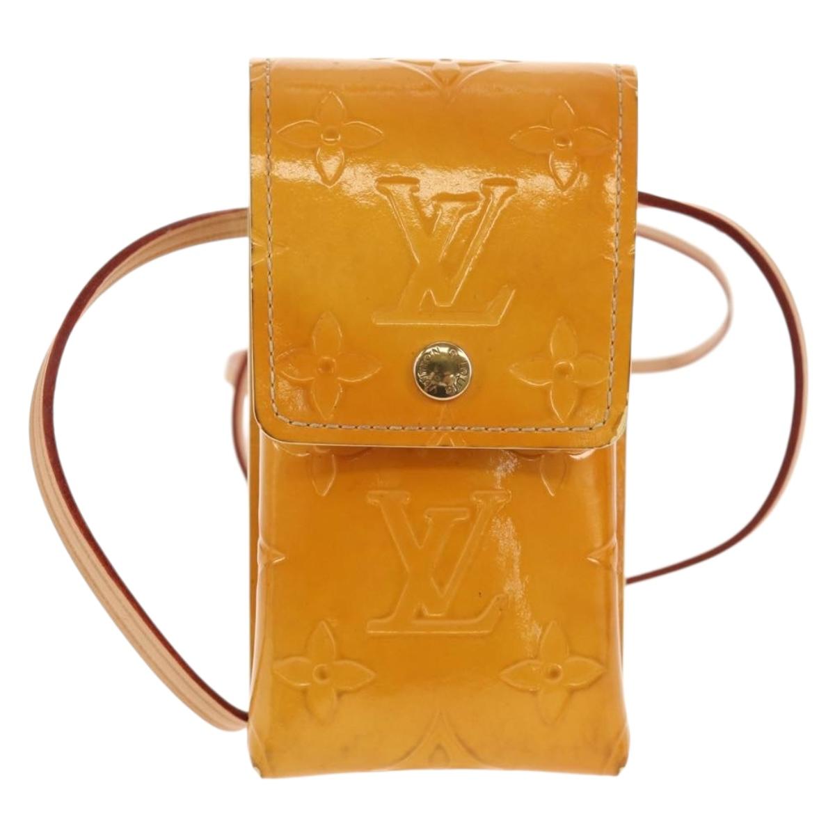 LOUIS VUITTON Monogram Vernis Green Case Lime Yellow M91052 LV Auth BA8521