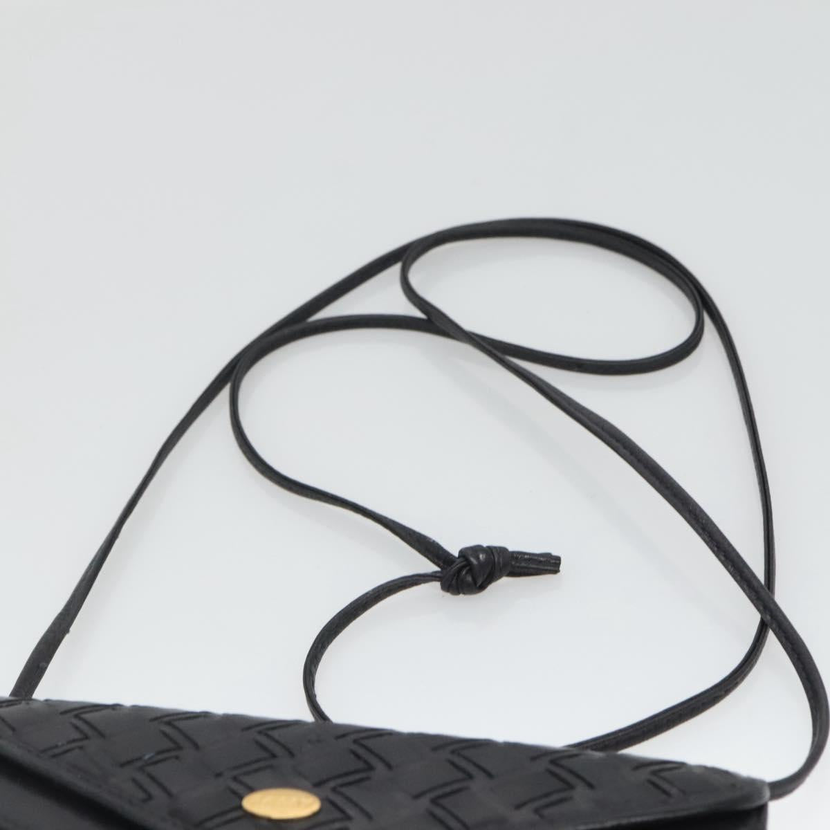 BALLY Shoulder Bag Leather Black Auth BA857