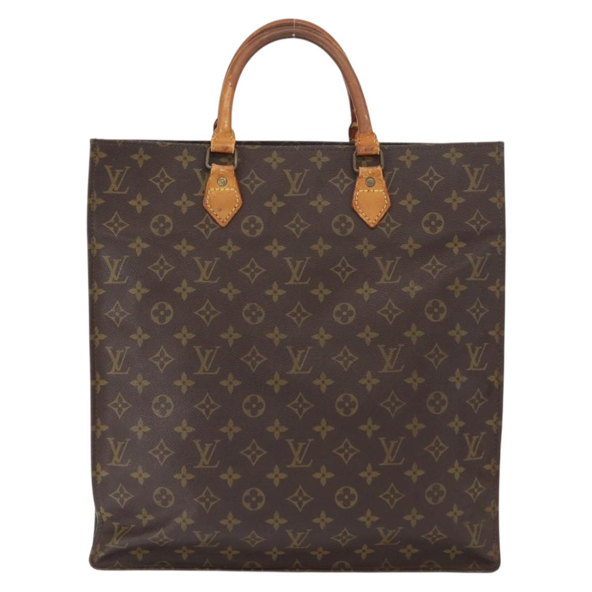 LOUIS VUITTON Monogram Sac Plat Hand Bag M51140 LV Auth BA8570