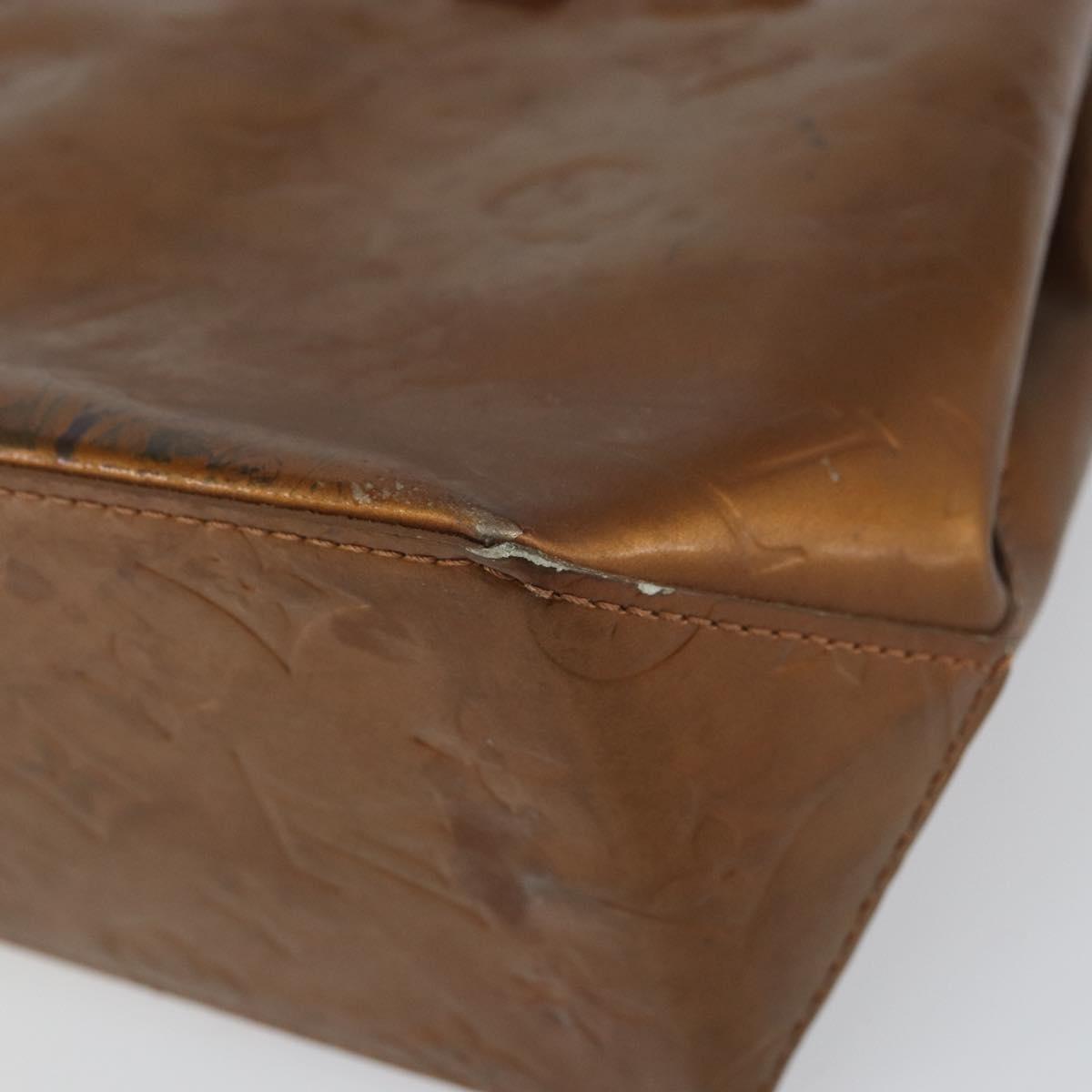 LOUIS VUITTON Monogram Vernis Reade PM Hand Bag Bronze M91146 LV Auth BA8597