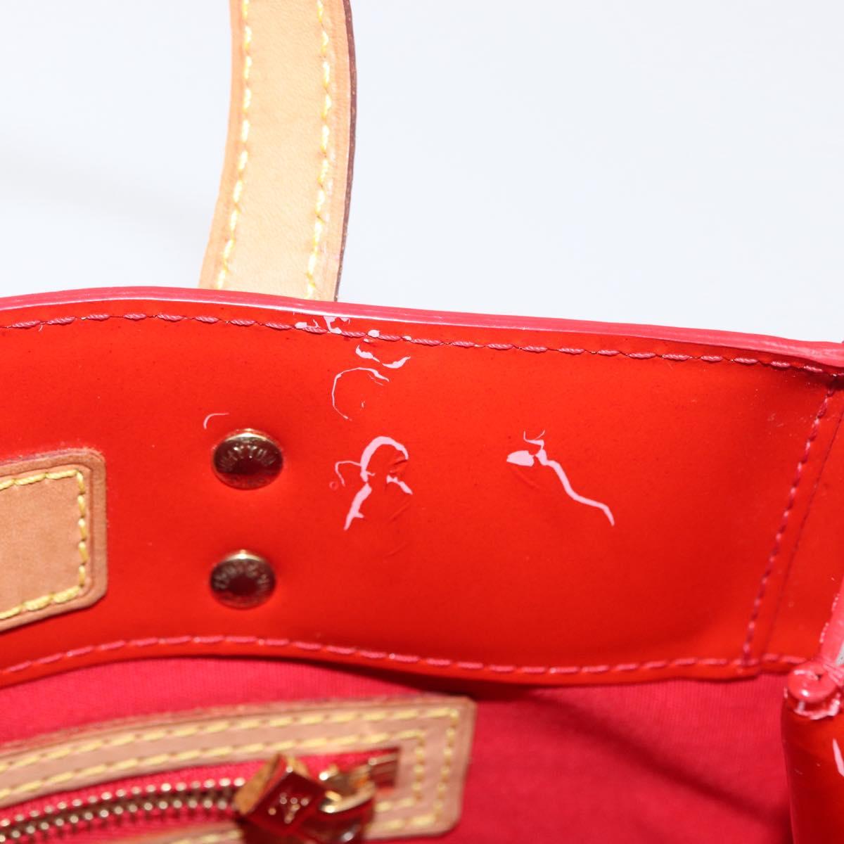 LOUIS VUITTON Monogram Vernis Reade PM Hand Bag Red Rouge M91088 LV Auth BA8598