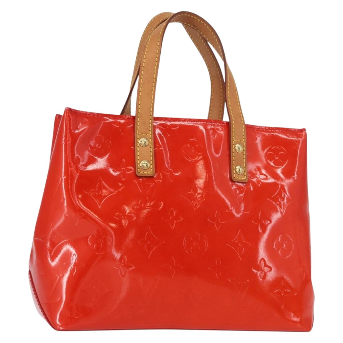 LOUIS VUITTON Monogram Vernis Reade PM Hand Bag Red Rouge M91088 LV Auth BA8598