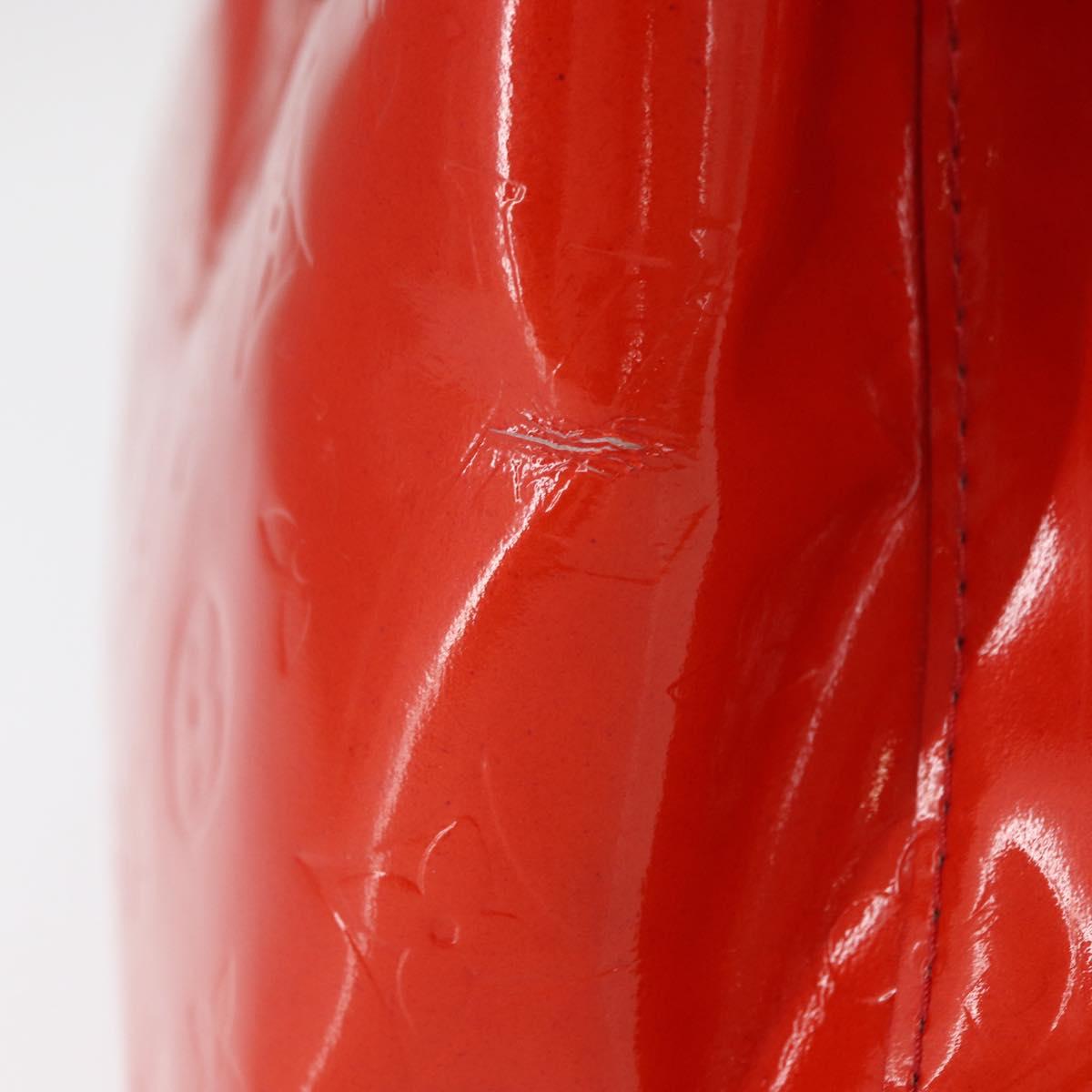 LOUIS VUITTON Monogram Vernis Reade PM Hand Bag Red Rouge M91088 LV Auth BA8598