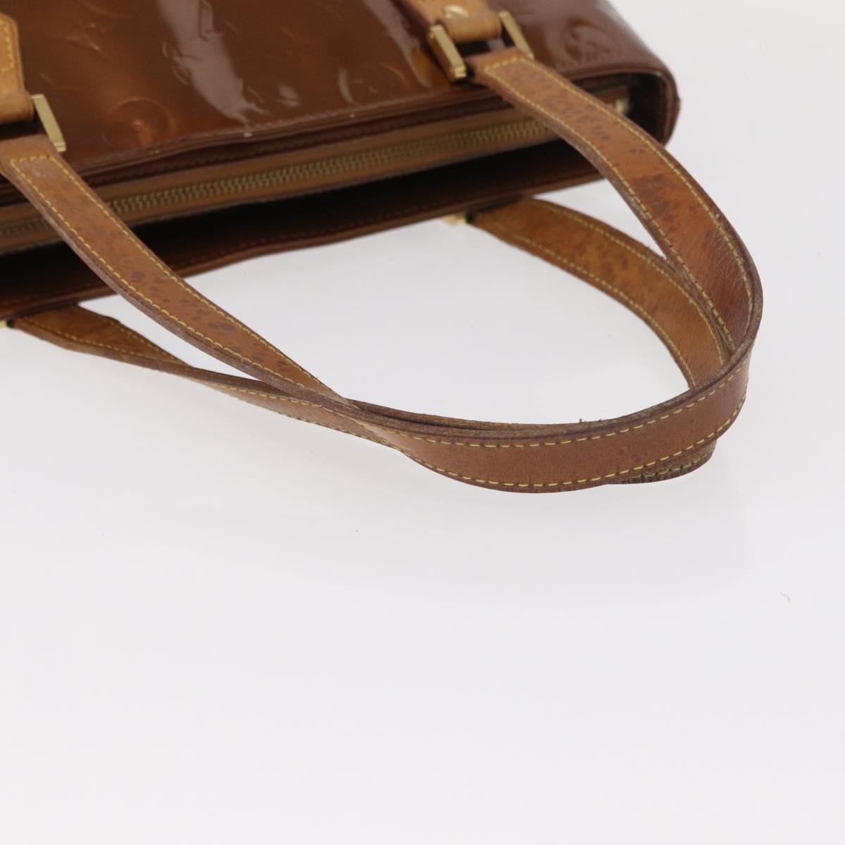 LOUIS VUITTON Monogram Vernis Houston Hand Bag Bronze M91122 LV Auth BA8602
