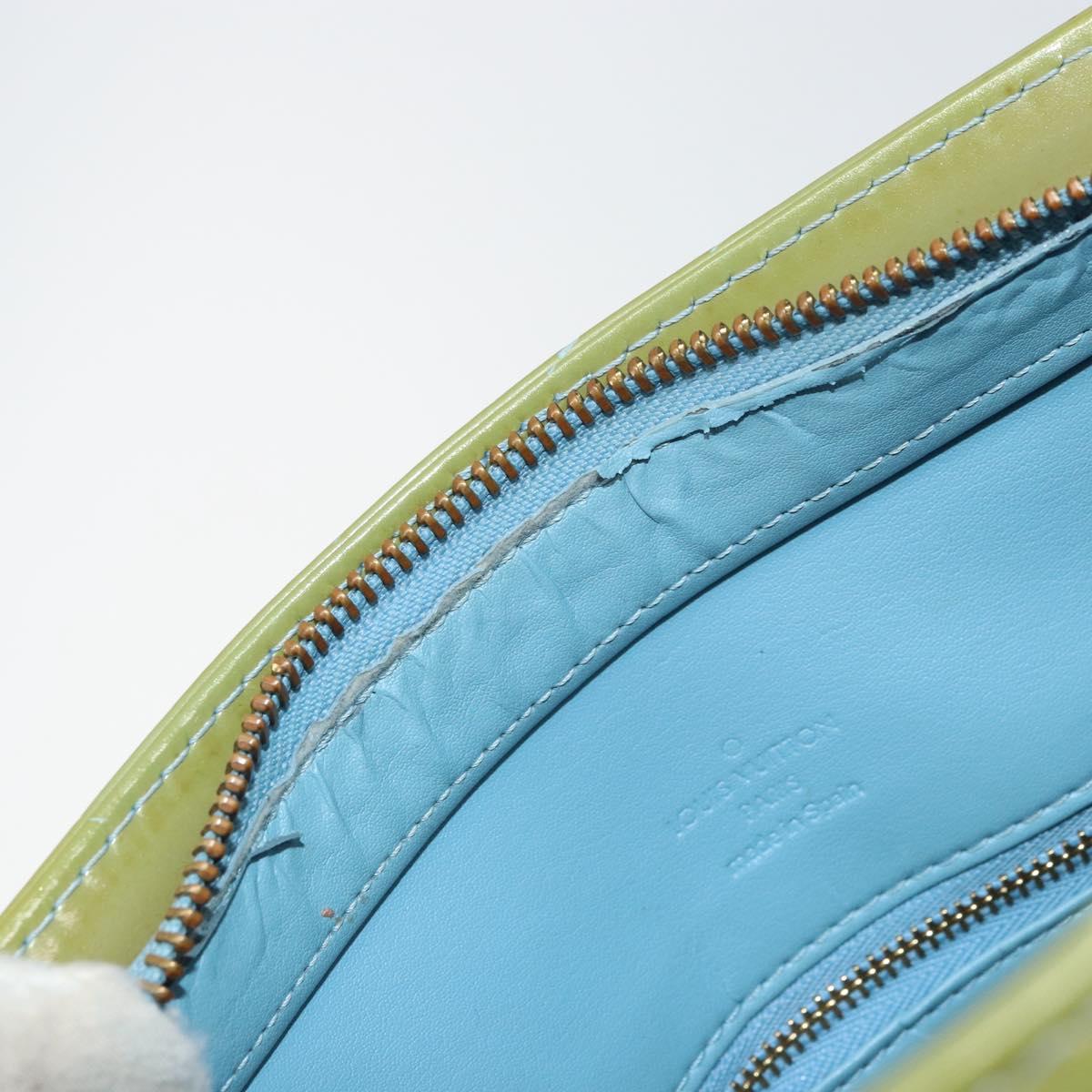 LOUIS VUITTON Monogram Vernis Houston Hand Bag Baby Blue M91005 LV Auth BA8603