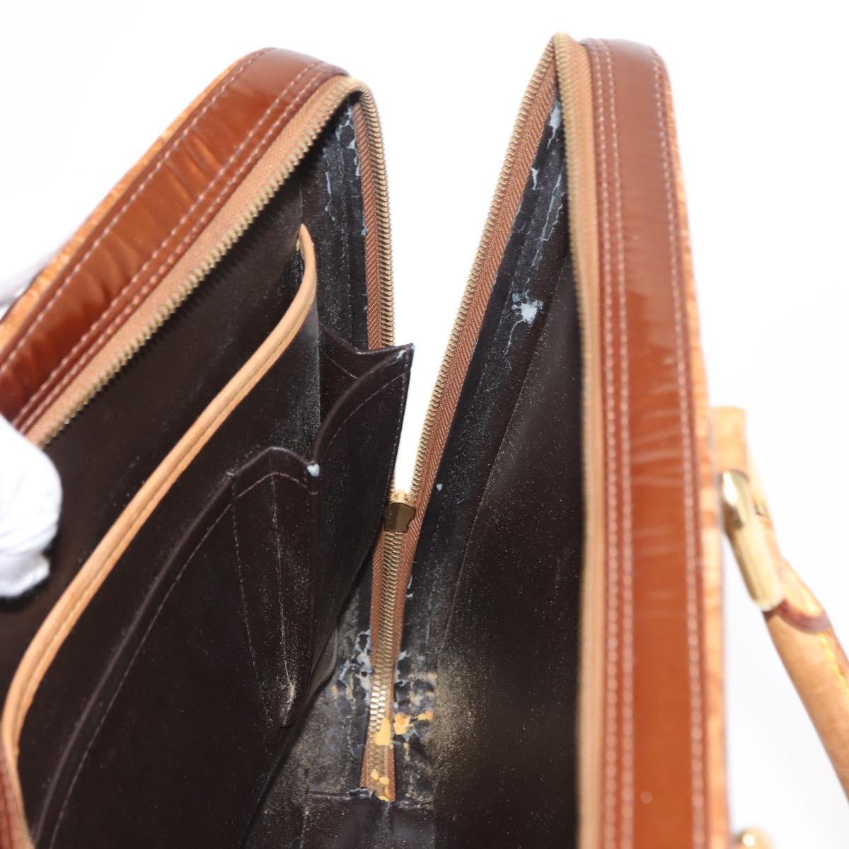 LOUIS VUITTON Monogram Vernis Van Damme Hand Bag Bronze M91125 LV Auth BA8606