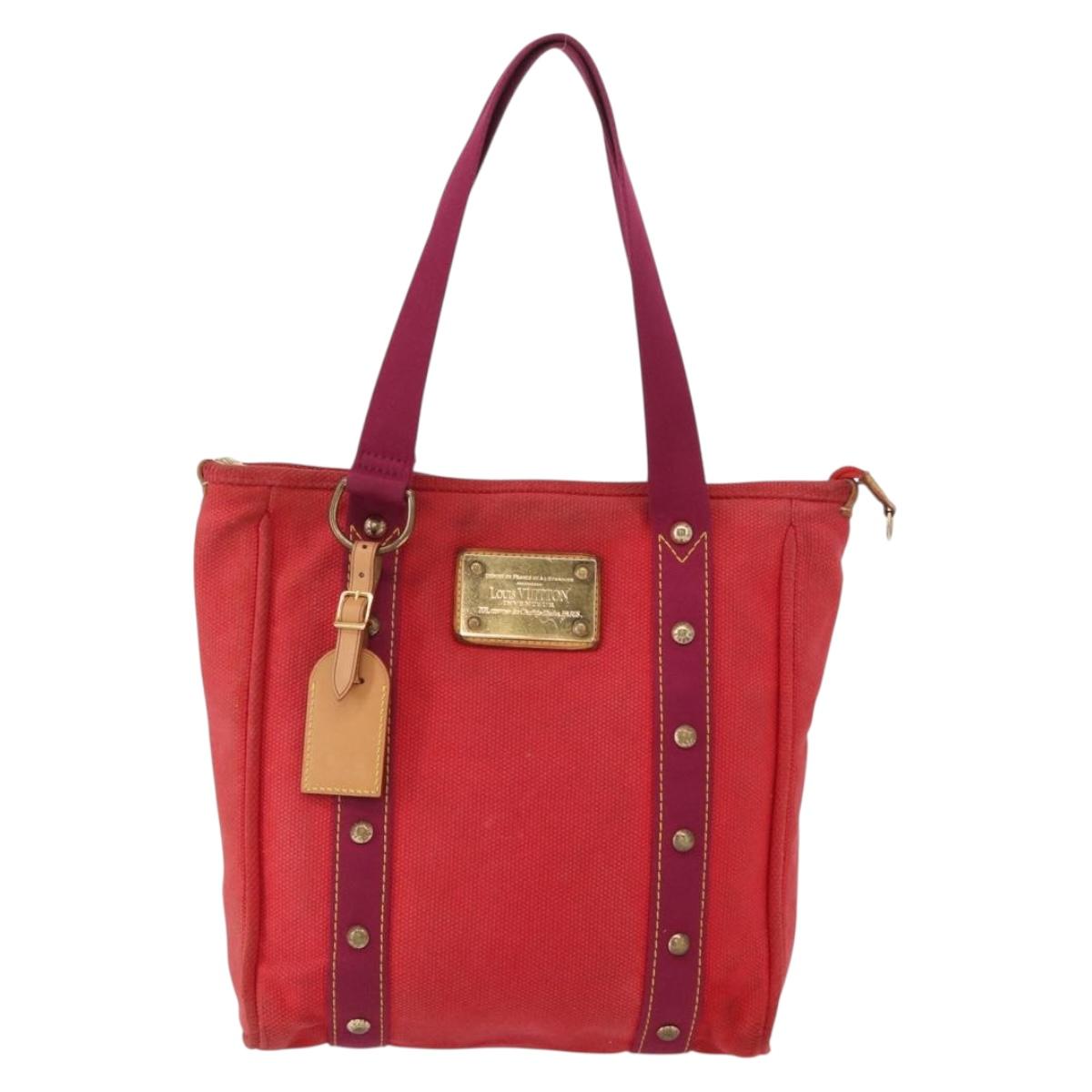 LOUIS VUITTON Antigua Cabas MM Tote Bag Red M40034 LV Auth BA8612