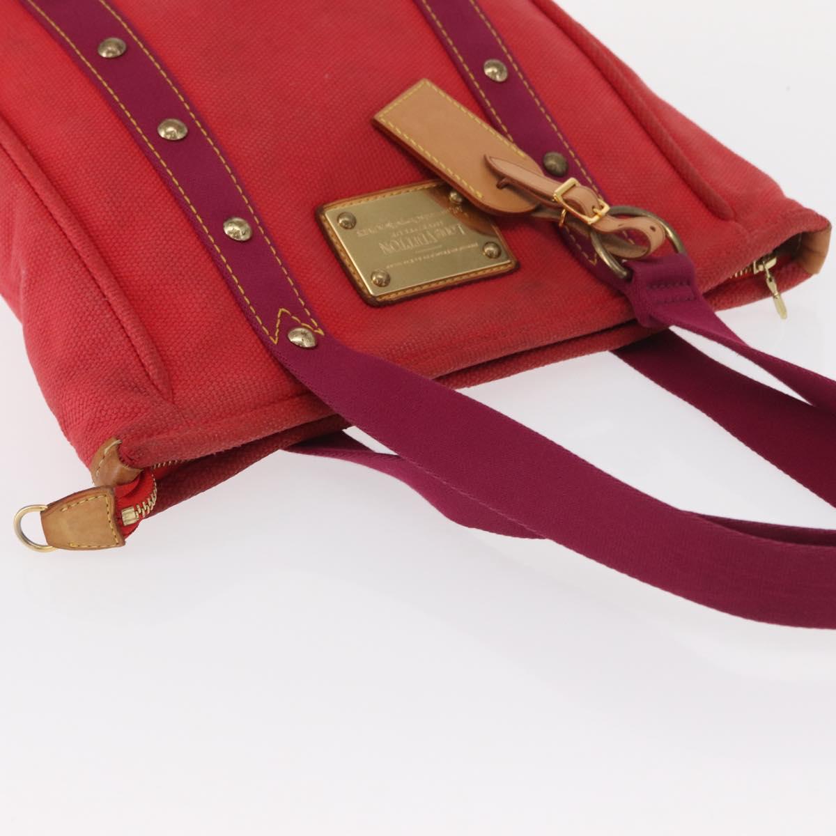 LOUIS VUITTON Antigua Cabas MM Tote Bag Red M40034 LV Auth BA8612