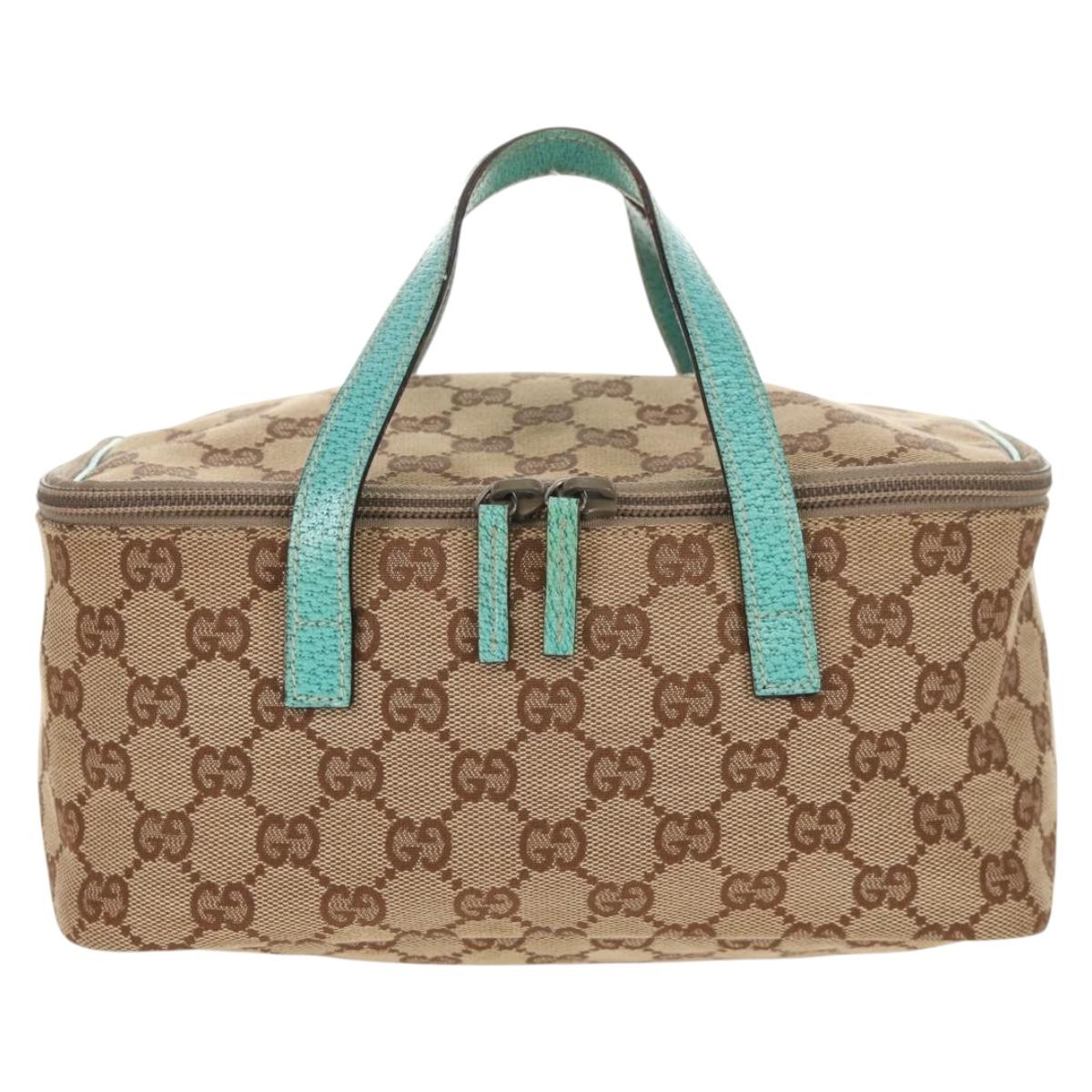 GUCCI GG Canvas Vanity Pouch Beige 124540 Auth BA8615V