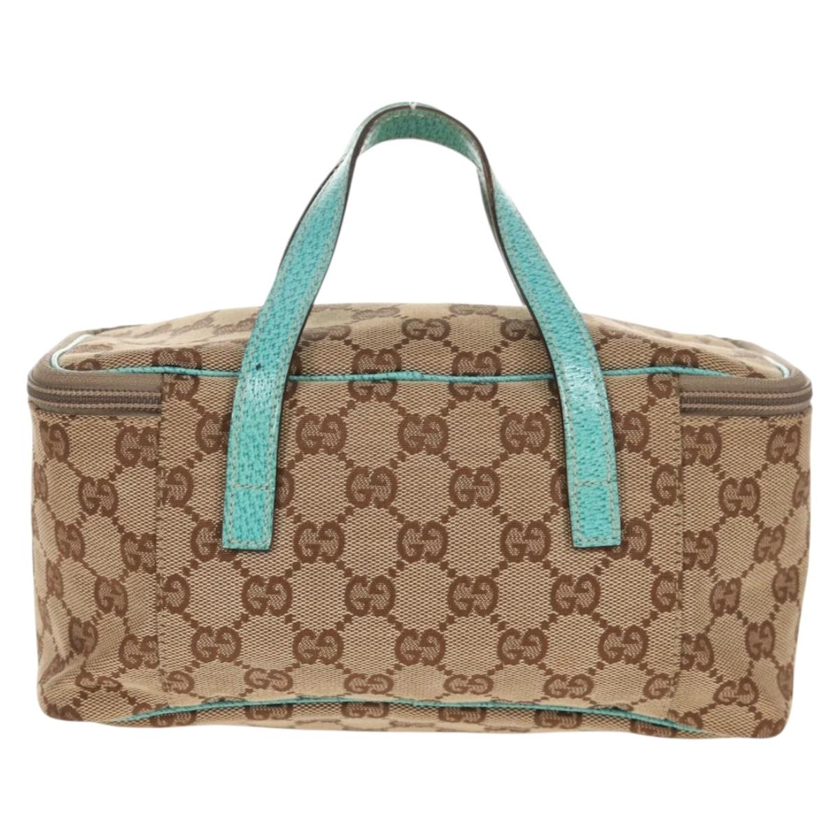 GUCCI GG Canvas Vanity Pouch Beige 124540 Auth BA8615V