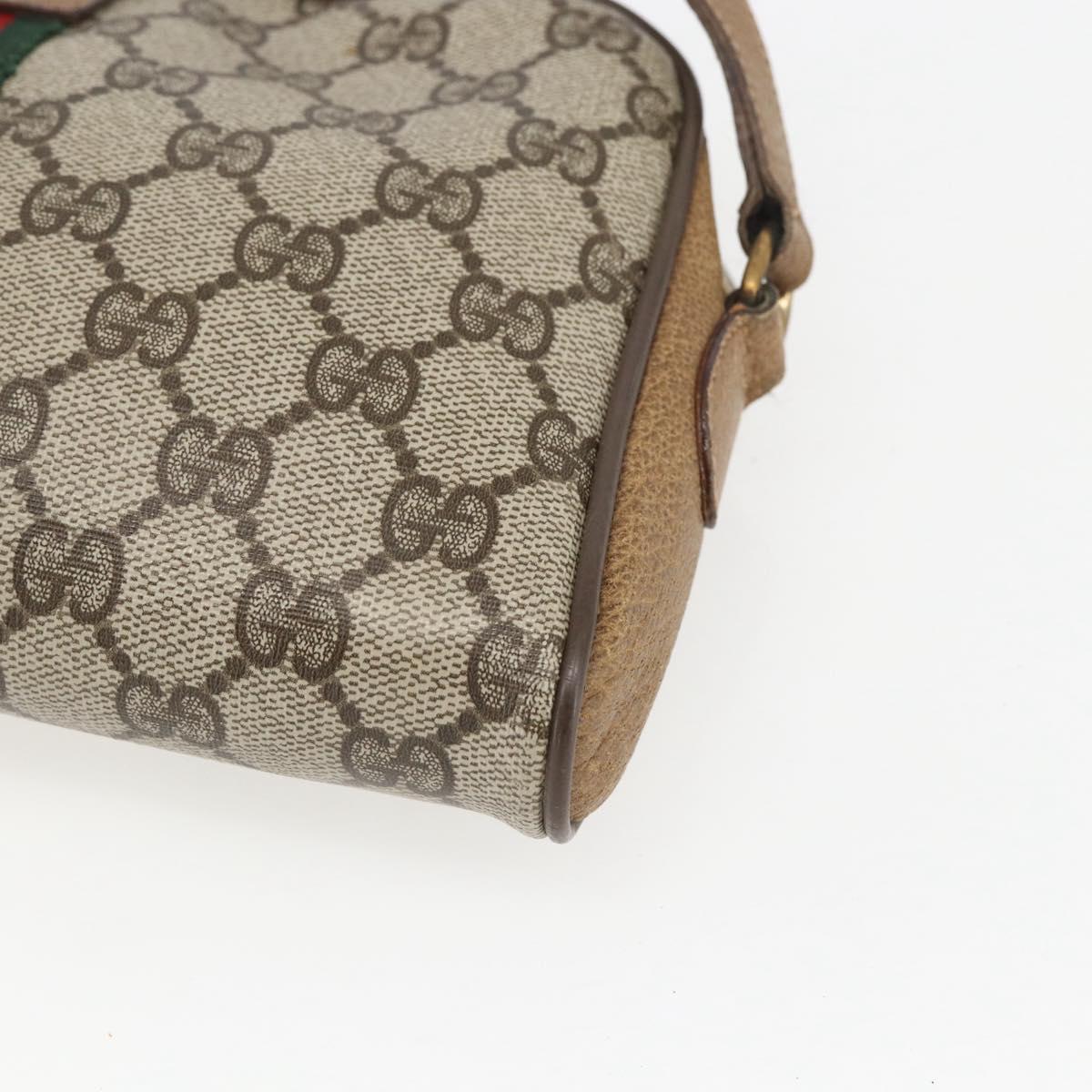 GUCCI GG Supreme Web Sherry Line Bag PVC Beige Gold 116 02 055 Auth BA8616