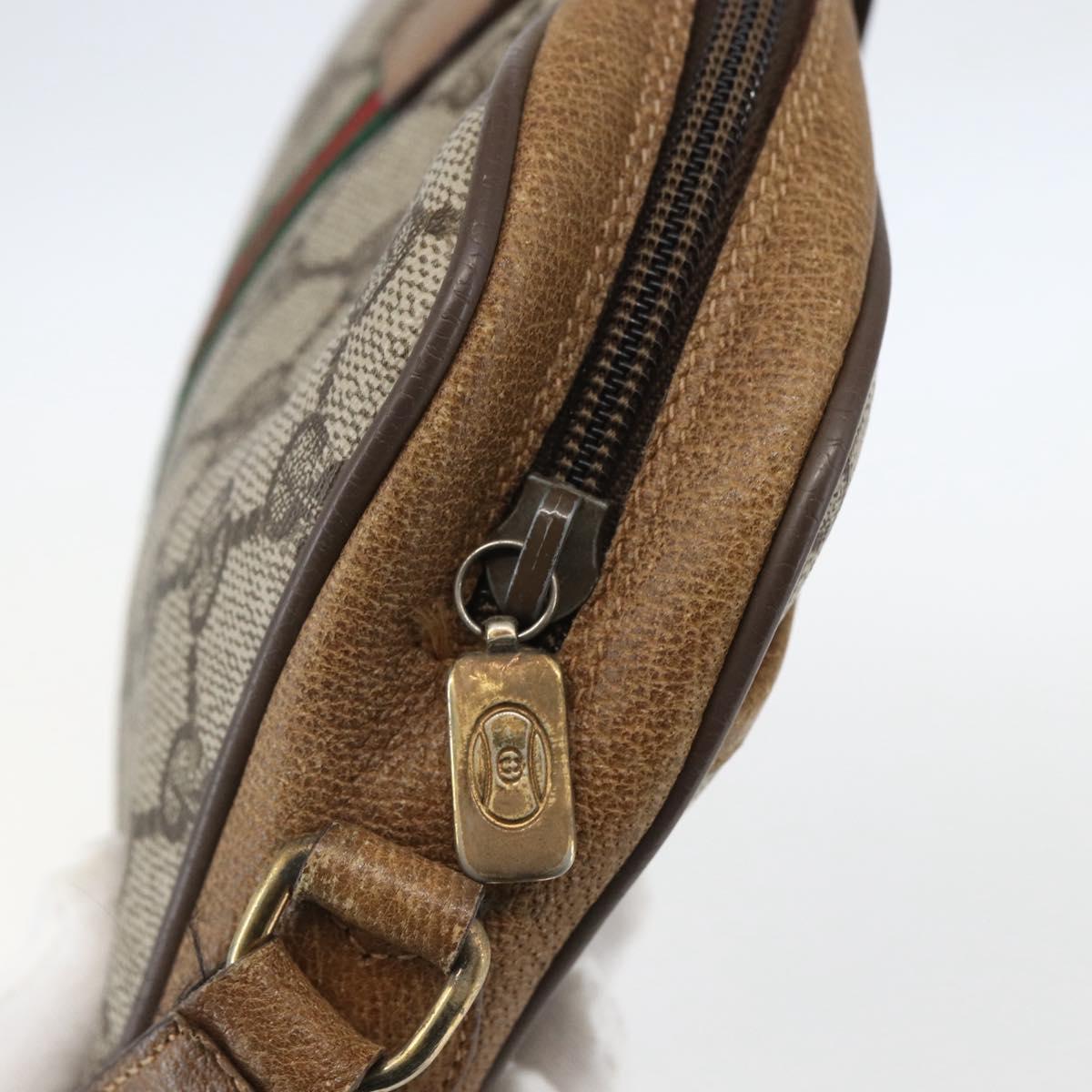 GUCCI GG Supreme Web Sherry Line Bag PVC Beige Gold 116 02 055 Auth BA8616