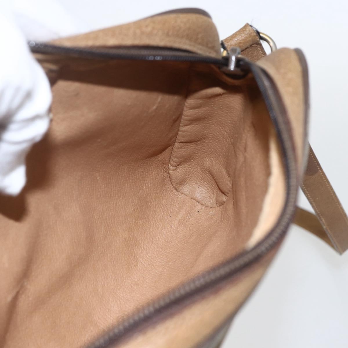 GUCCI GG Supreme Web Sherry Line Bag PVC Beige Gold 116 02 055 Auth BA8616