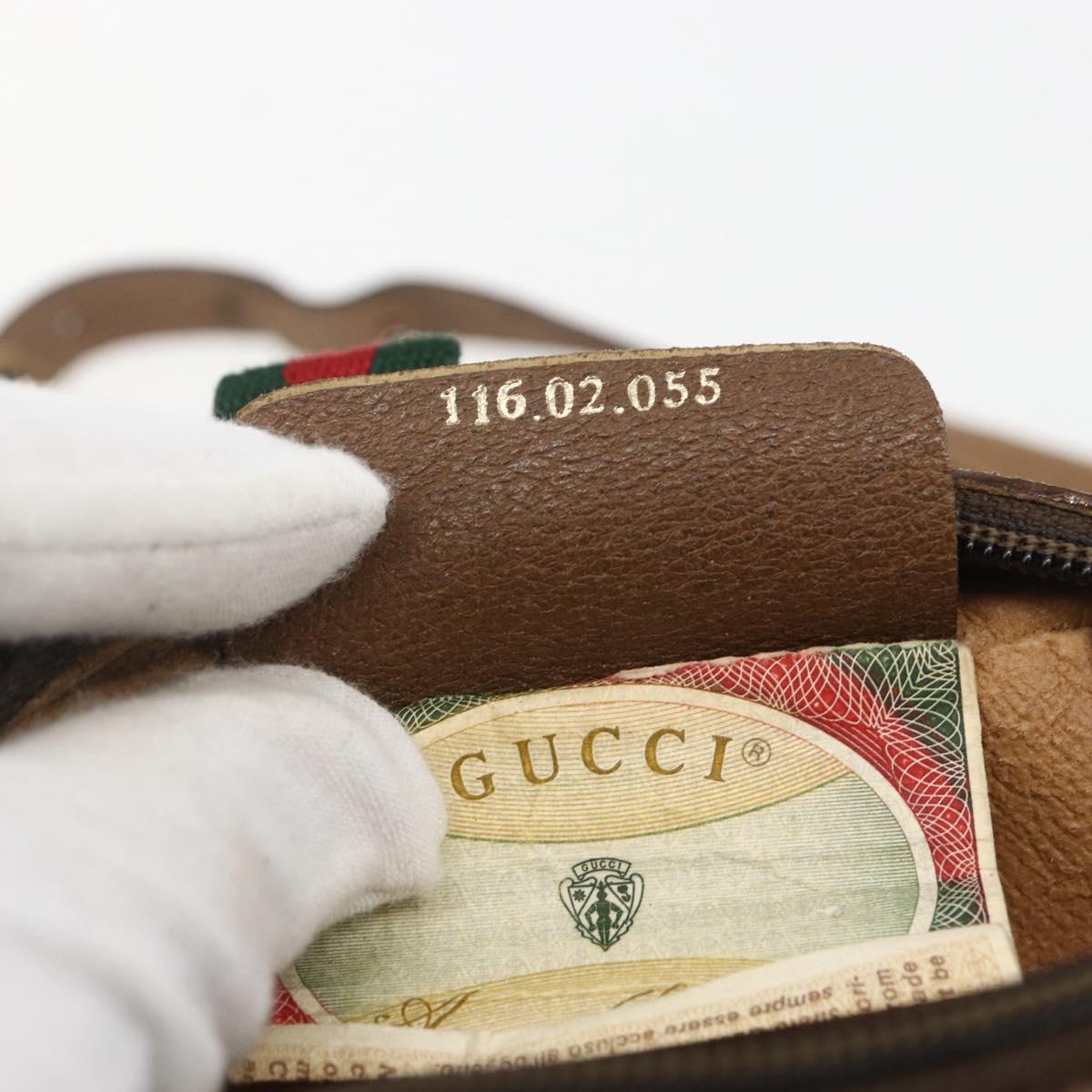 GUCCI GG Supreme Web Sherry Line Bag PVC Beige Gold 116 02 055 Auth BA8616