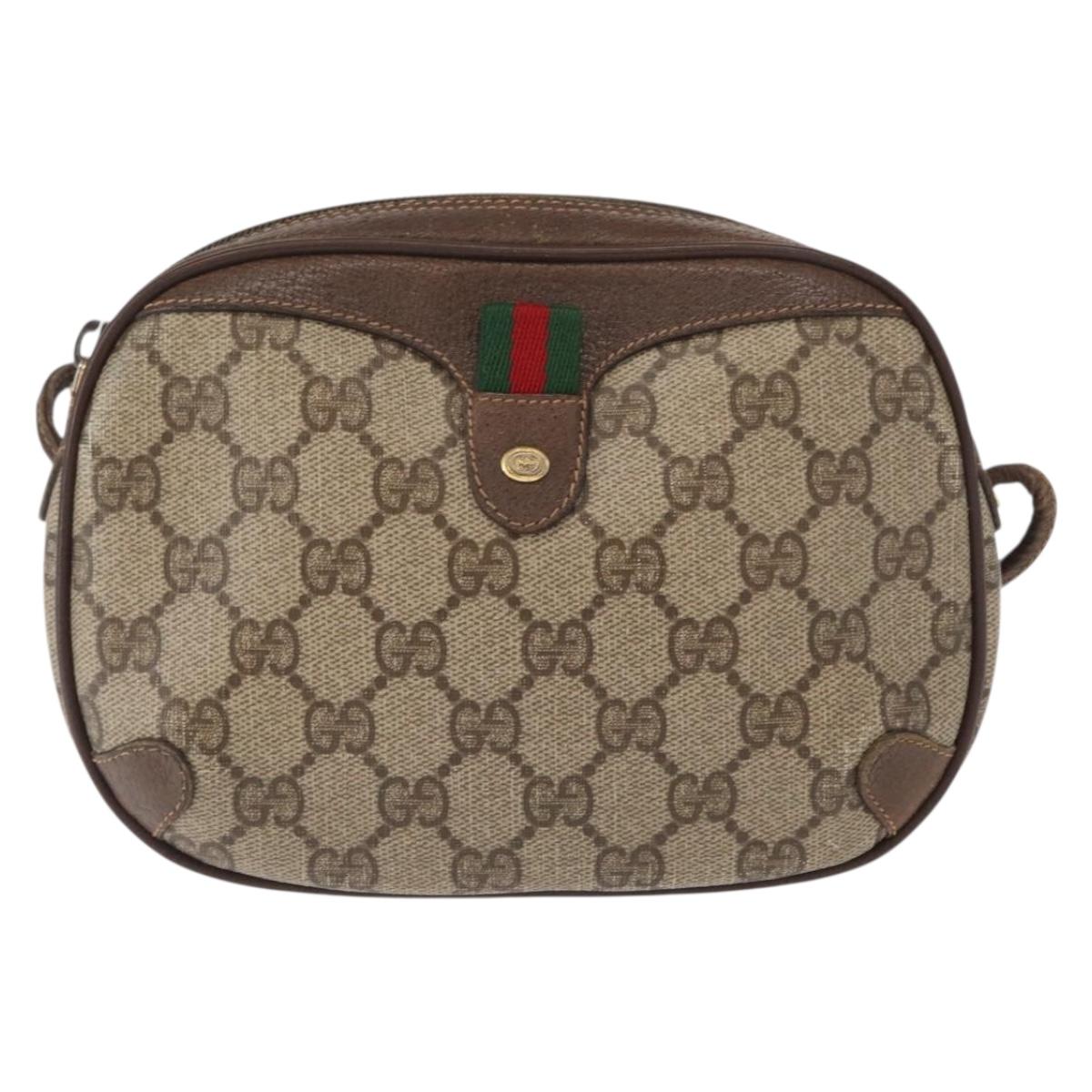 GUCCI GG Supreme Web Sherry Line Bag PVC Beige Gold 89 02 066 Auth BA8617