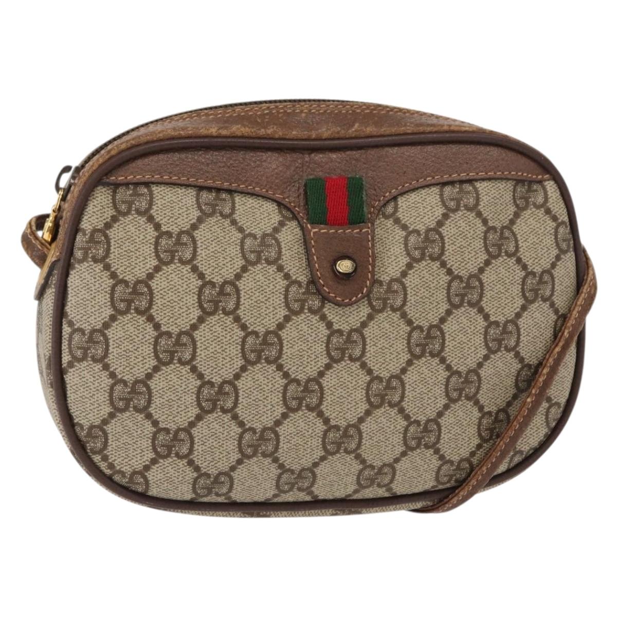 GUCCI GG Supreme Web Sherry Line Bag PVC Beige Red 007 58 6112 9411 Auth BA8618