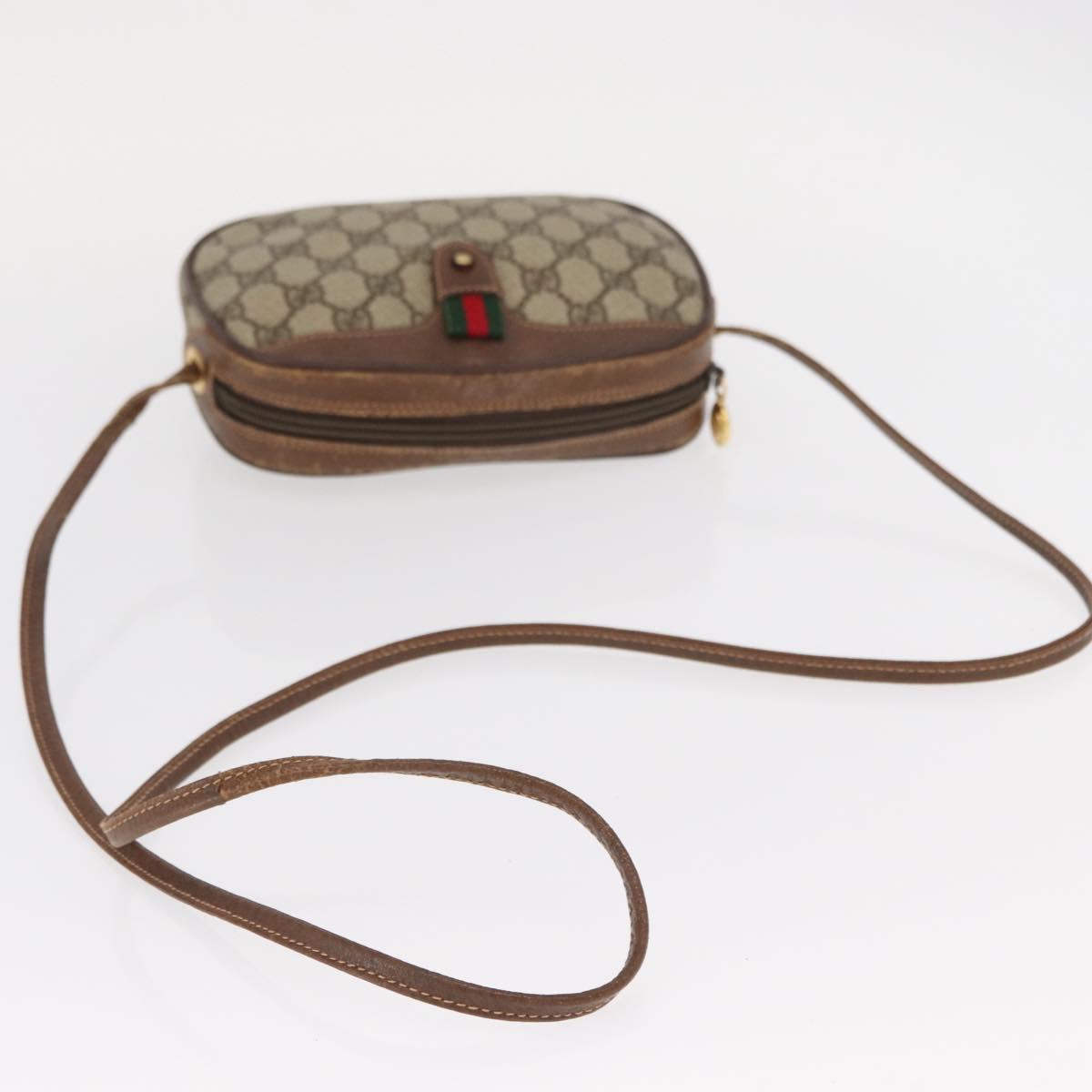 GUCCI GG Supreme Web Sherry Line Bag PVC Beige Red 007 58 6112 9411 Auth BA8618