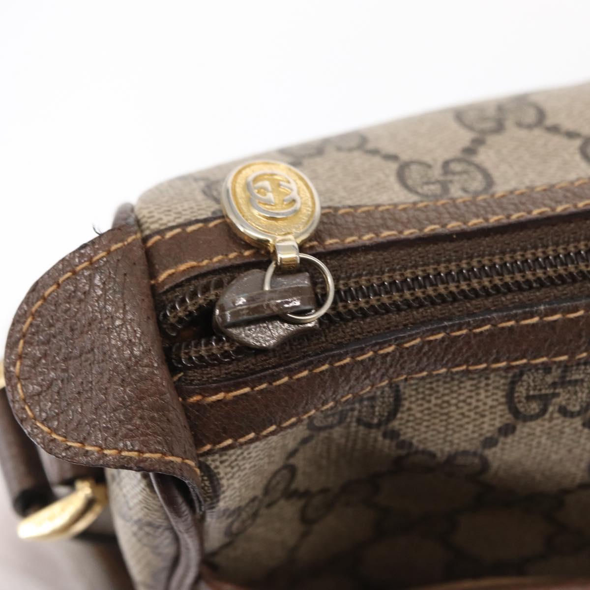 GUCCI GG Supreme Web Sherry Line Bag PVC Beige Gold 89 02 032 Auth BA8619