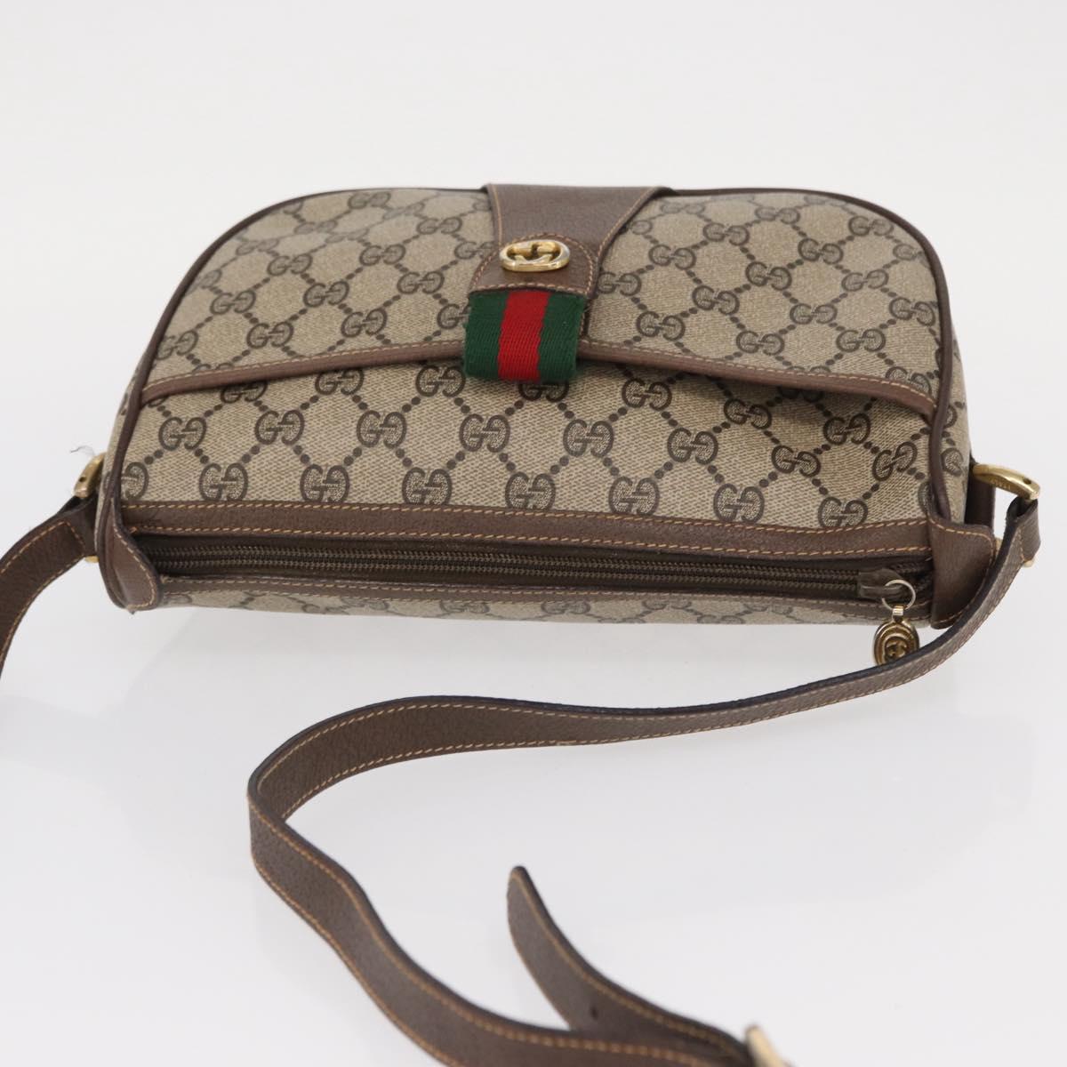 GUCCI GG Supreme Web Sherry Line Bag PVC Beige Gold 89 02 032 Auth BA8619