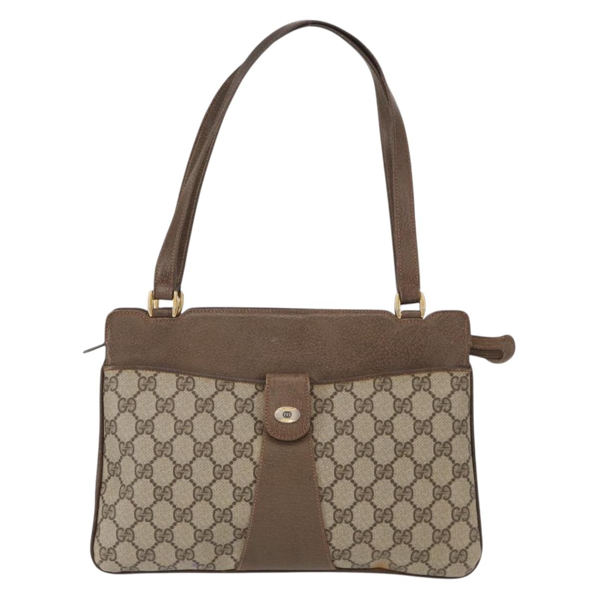 GUCCI GG Supreme Tote Bag PVC Beige Gold Auth BA8621