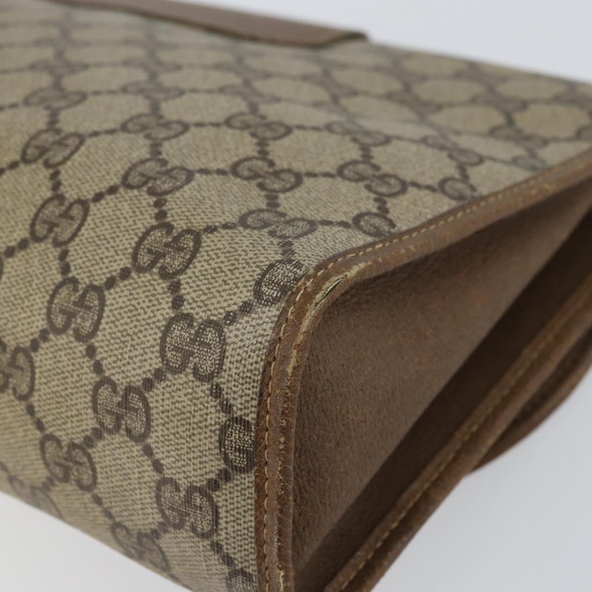 GUCCI GG Supreme Web Sherry Line Clutch Bag PVC Beige Red Auth BA8622