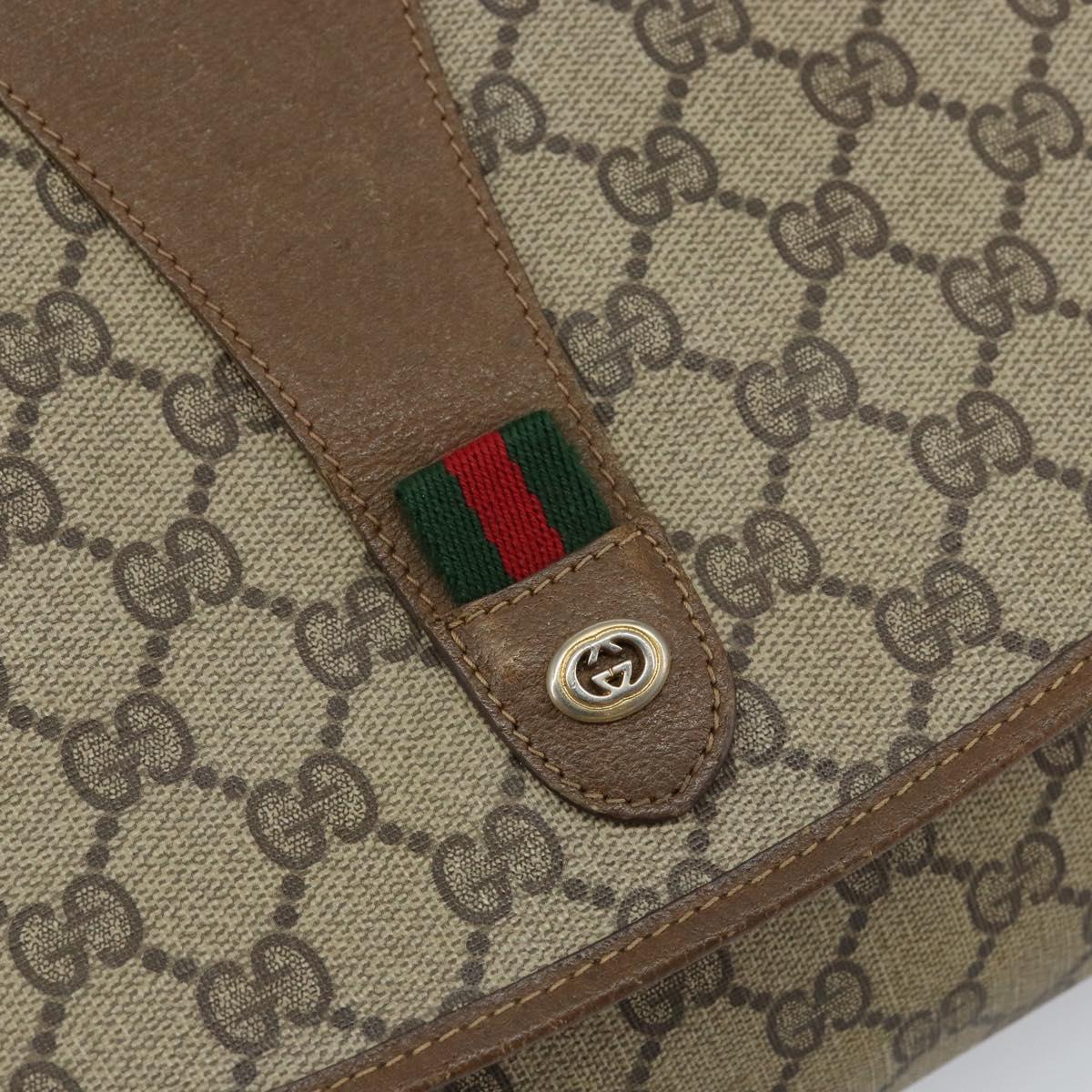 GUCCI GG Supreme Web Sherry Line Clutch Bag PVC Beige Red Auth BA8622