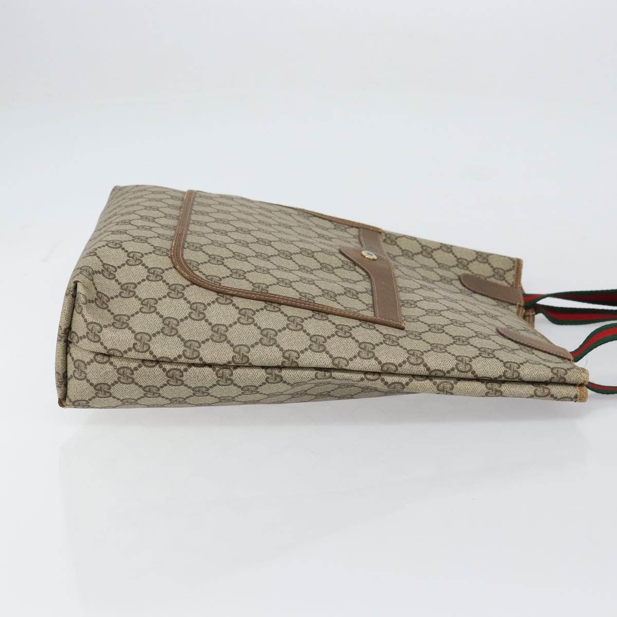 GUCCI GG Supreme Web Sherry Line Tote Bag PVC Beige Red 39 02 003 Auth BA8627