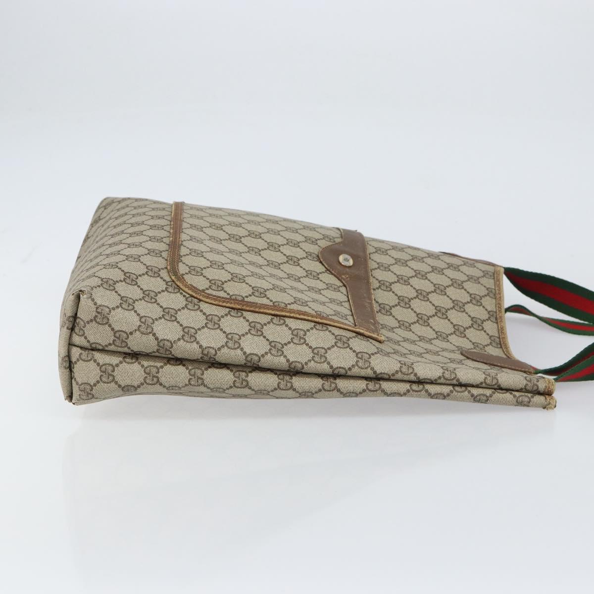 GUCCI GG Supreme Web Sherry Line Tote Bag PVC Beige Red 39 02 003 Auth BA8628