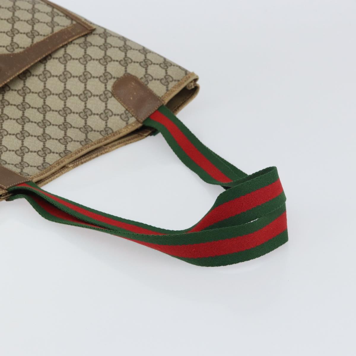 GUCCI GG Supreme Web Sherry Line Tote Bag PVC Beige Red 39 02 003 Auth BA8628